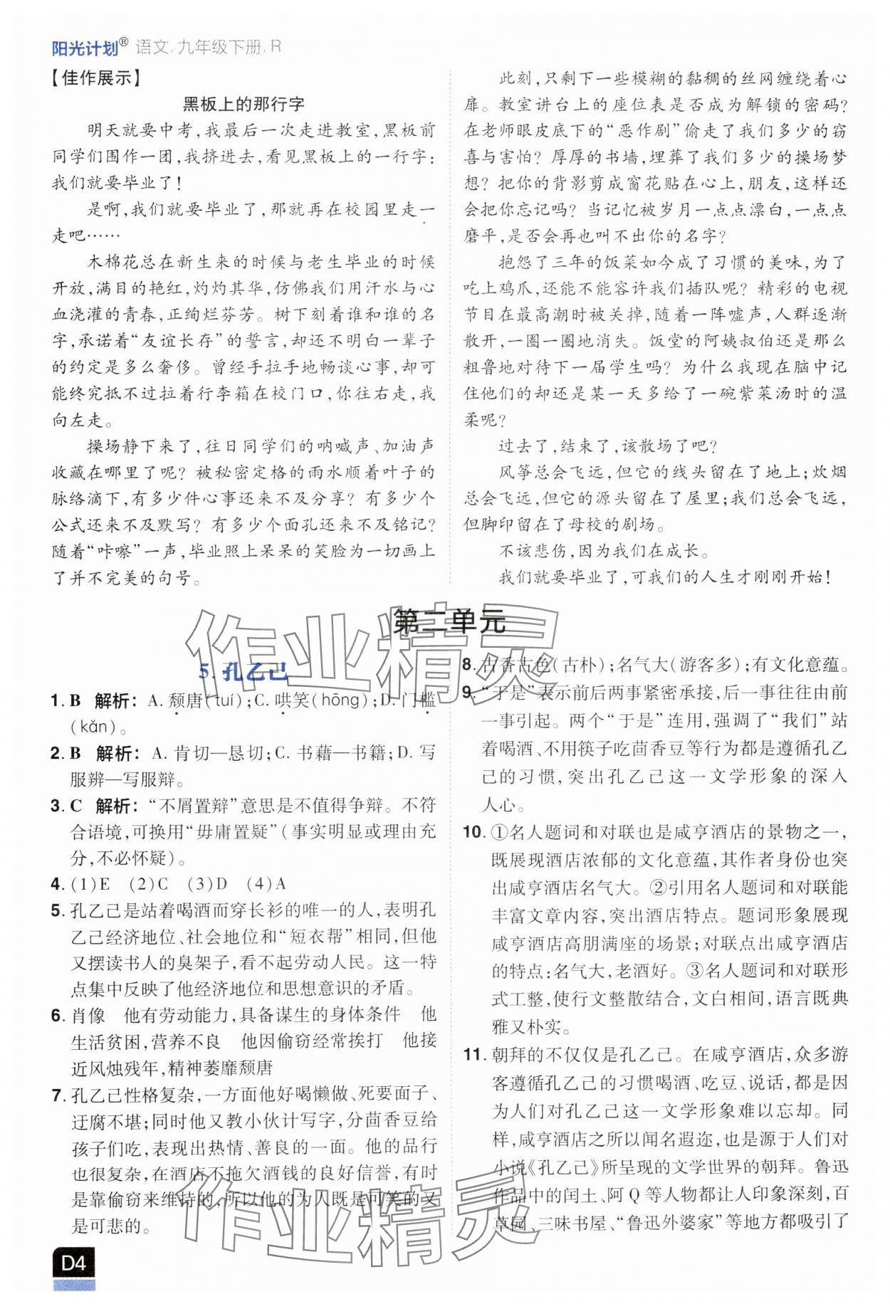 2025年陽(yáng)光計(jì)劃優(yōu)等生進(jìn)階特訓(xùn)九年級(jí)語(yǔ)文下冊(cè)人教版 第4頁(yè)