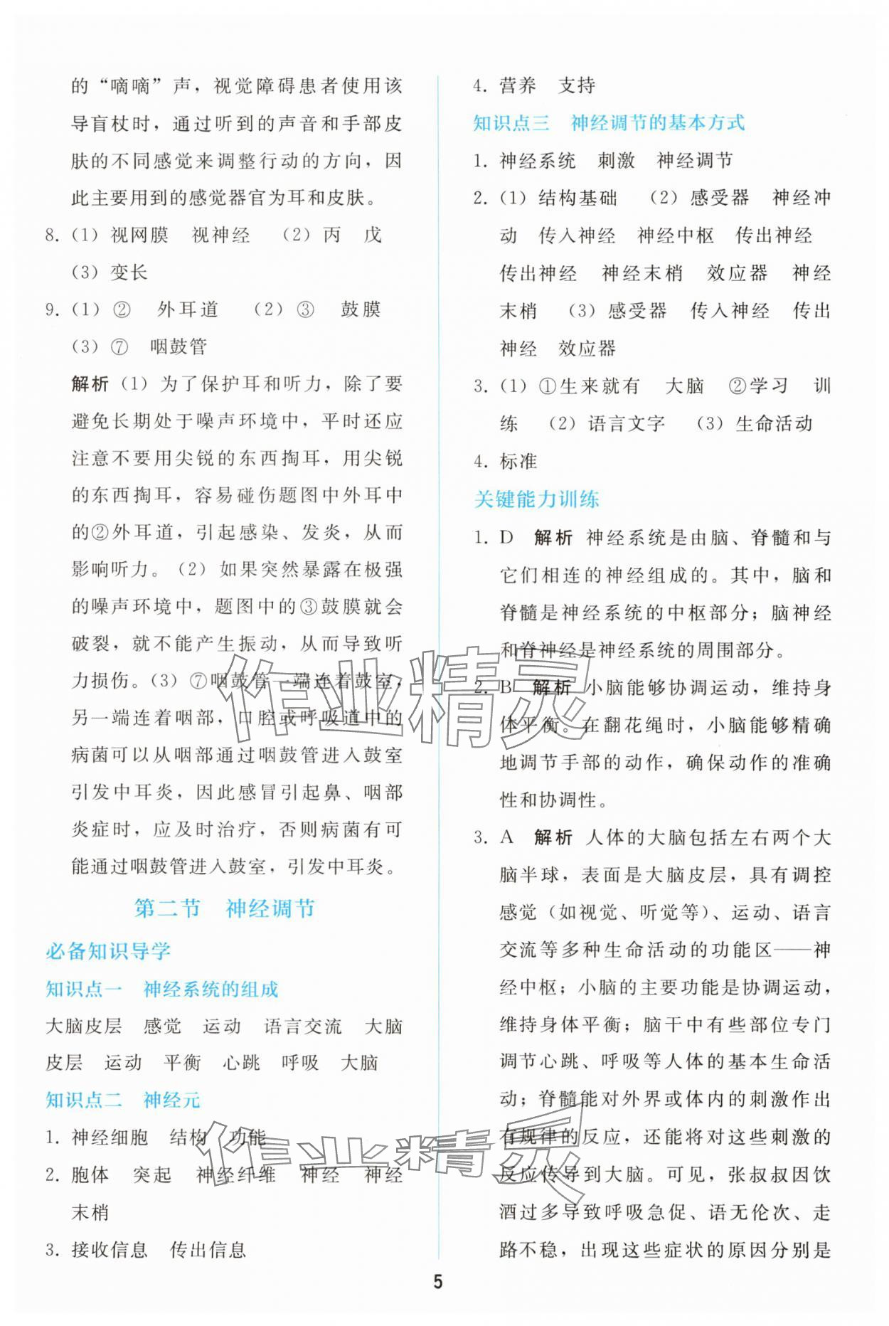 2025年同步轻松练习八年级生物上册人教版精编版 参考答案第4页