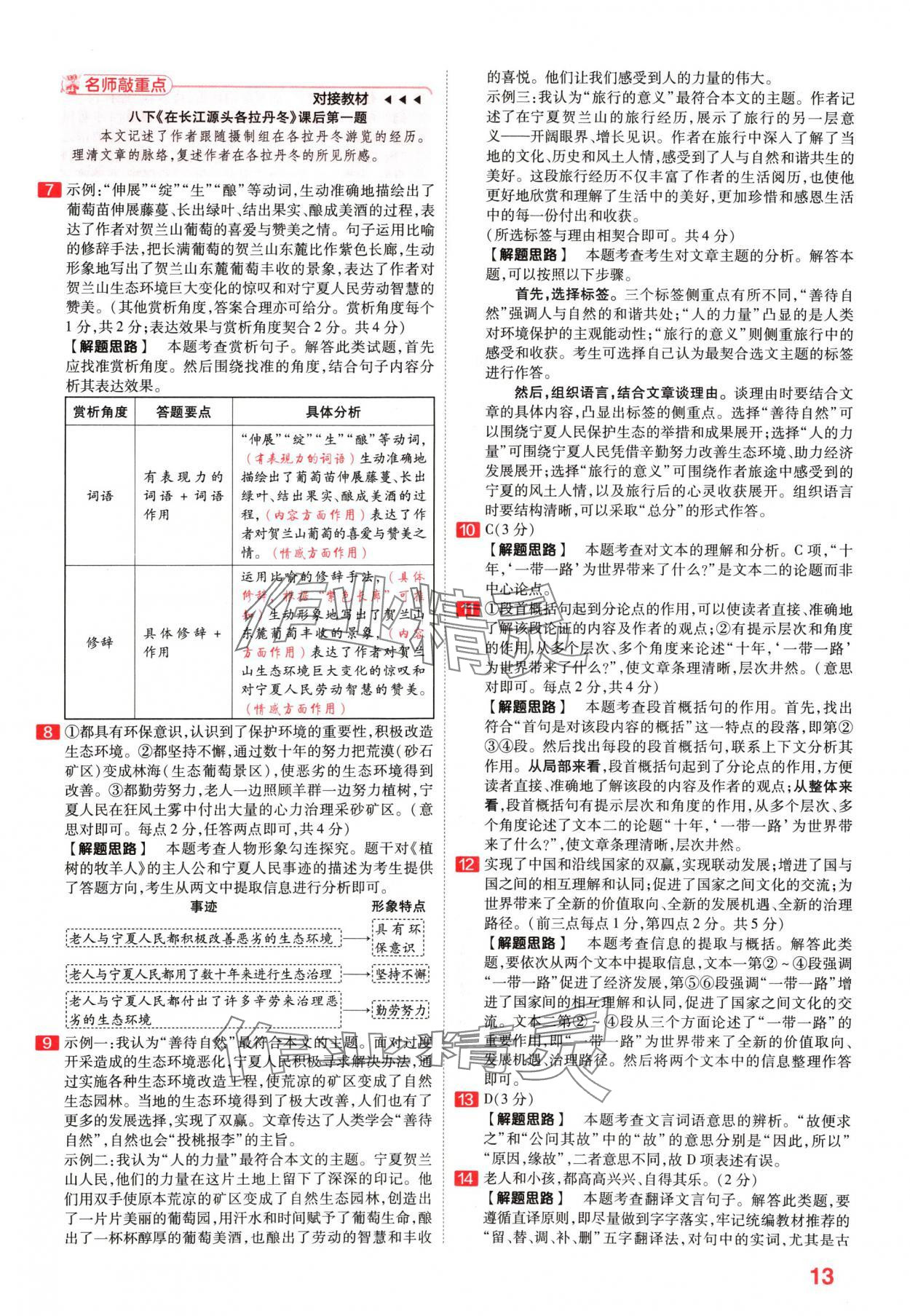 2024年金考卷百校聯(lián)盟系列中考領航卷語文河南專版 參考答案第12頁