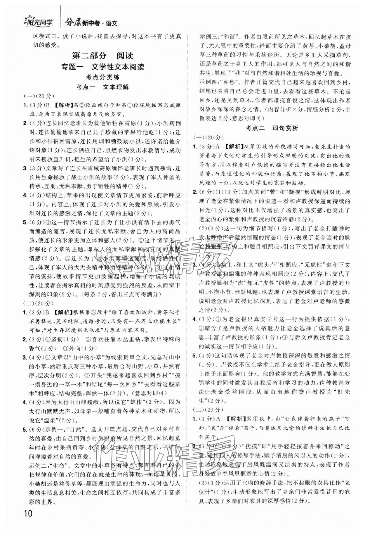 2025年陽(yáng)光同學(xué)分層新中考語(yǔ)文福建專版 參考答案第10頁(yè)