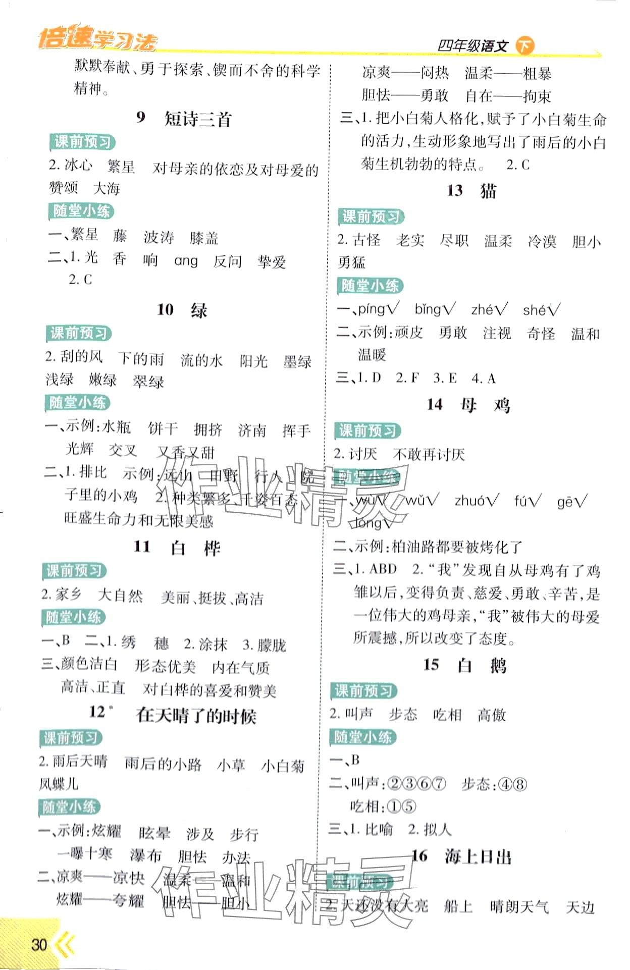 2024年倍速學(xué)習(xí)法四年級(jí)語文下冊(cè)人教版 第2頁