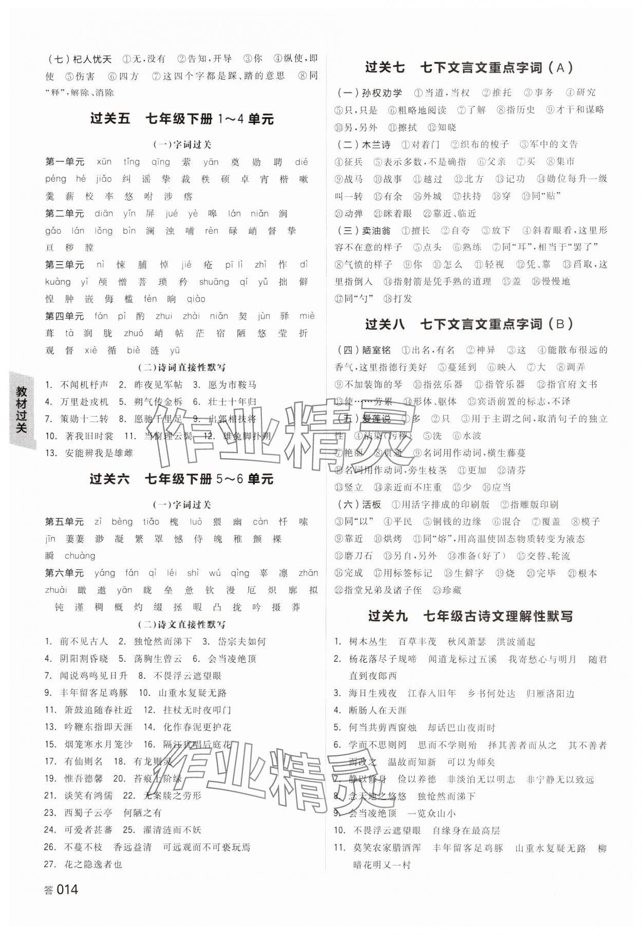 2024年全品中考復(fù)習(xí)方案語文湖南專版 參考答案第13頁