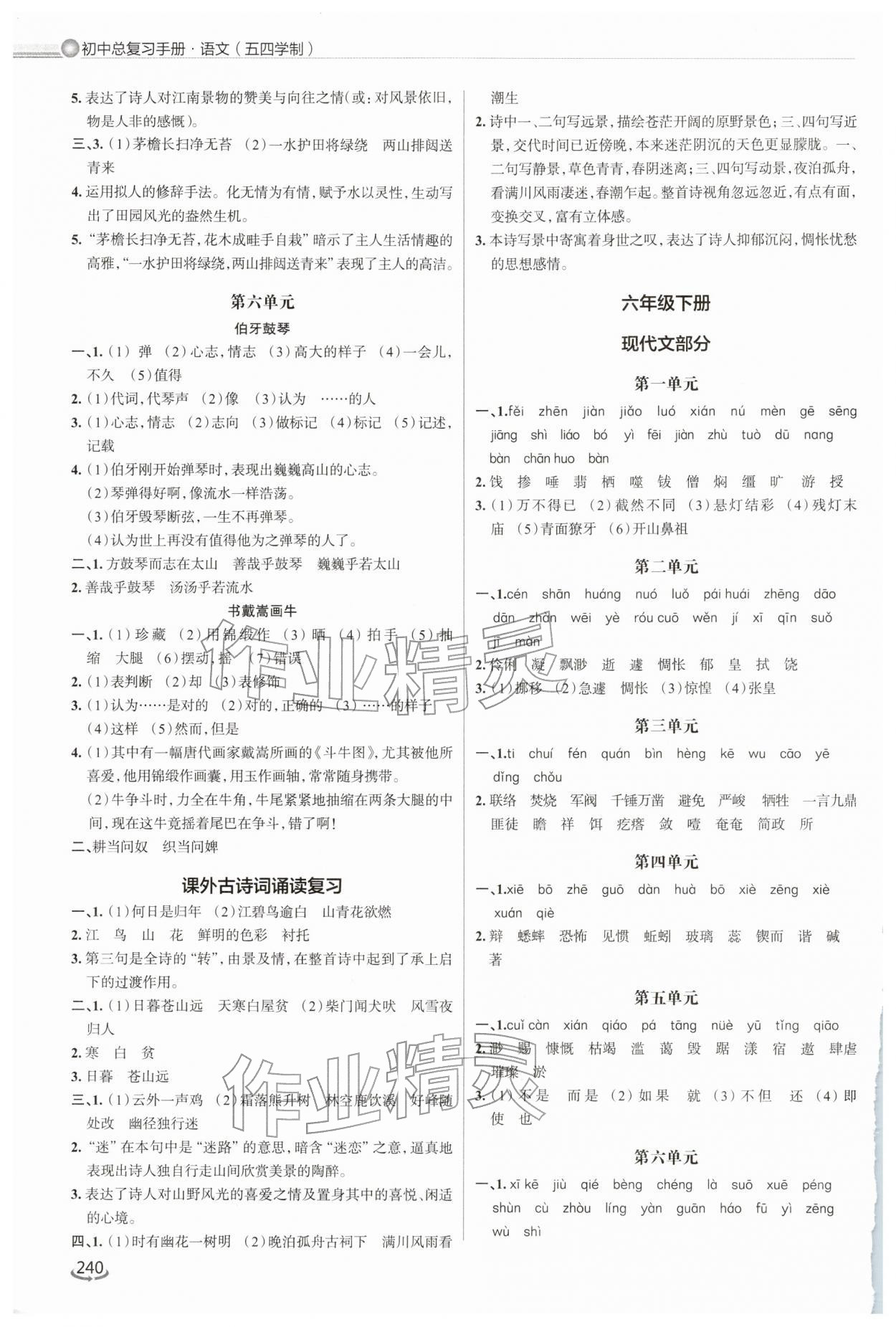 2026年初中总复习手册泰山出版社语文人教版五四制&nbsp;第2页