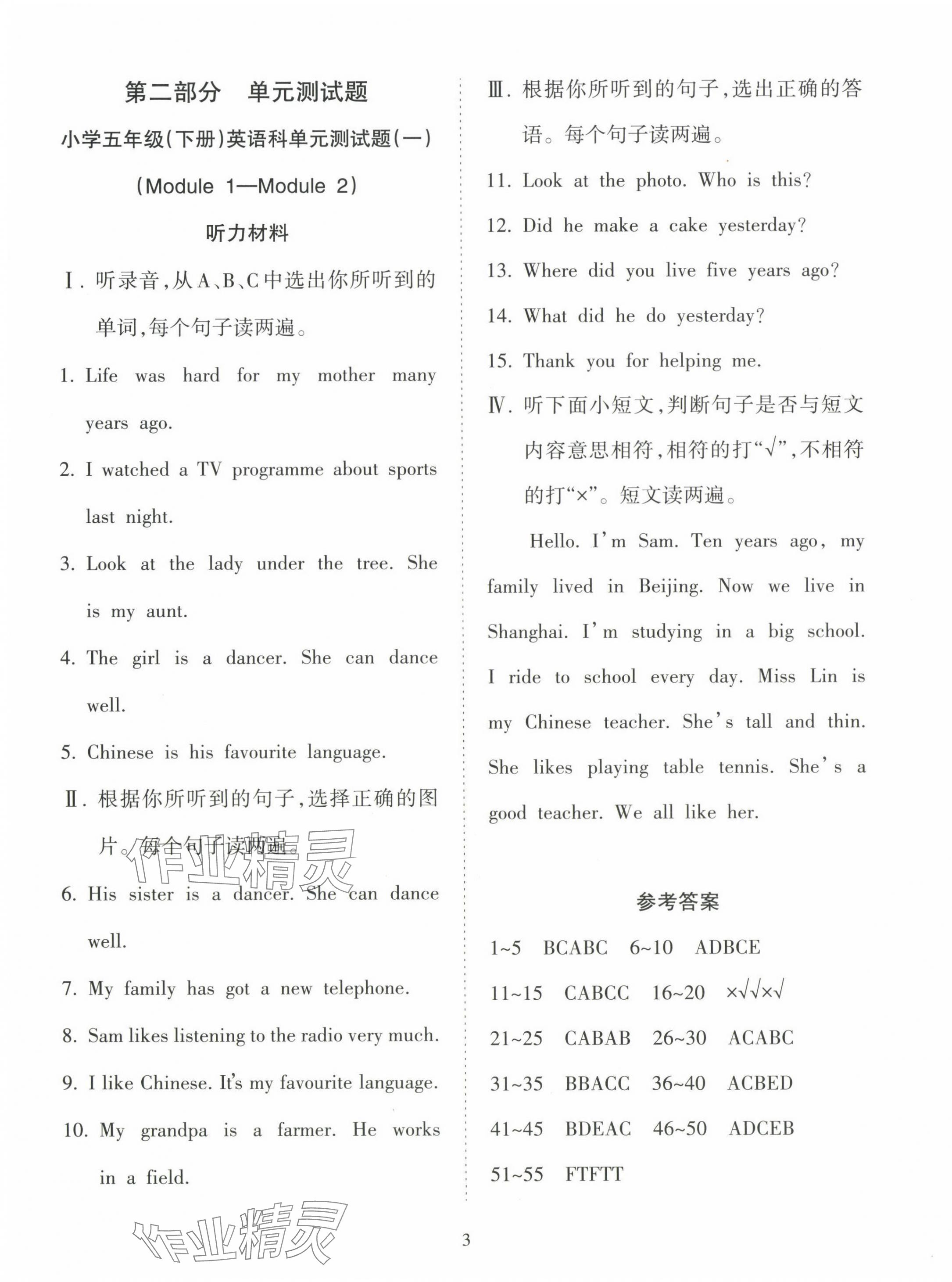 2025年金椰風新課程同步練五年級英語下冊外研版 第3頁