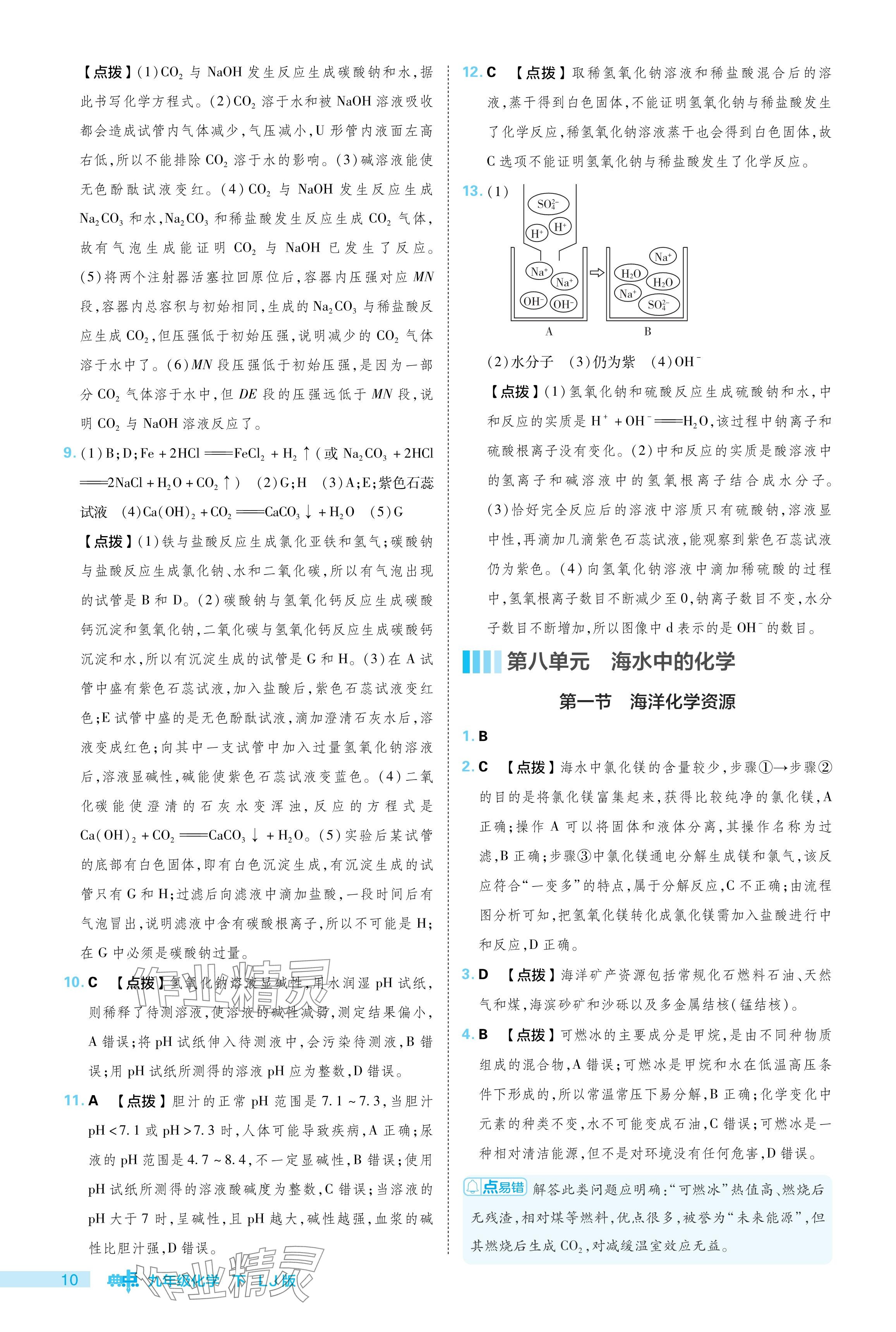 2024年綜合應用創(chuàng)新題典中點九年級化學下冊魯教版 參考答案第10頁