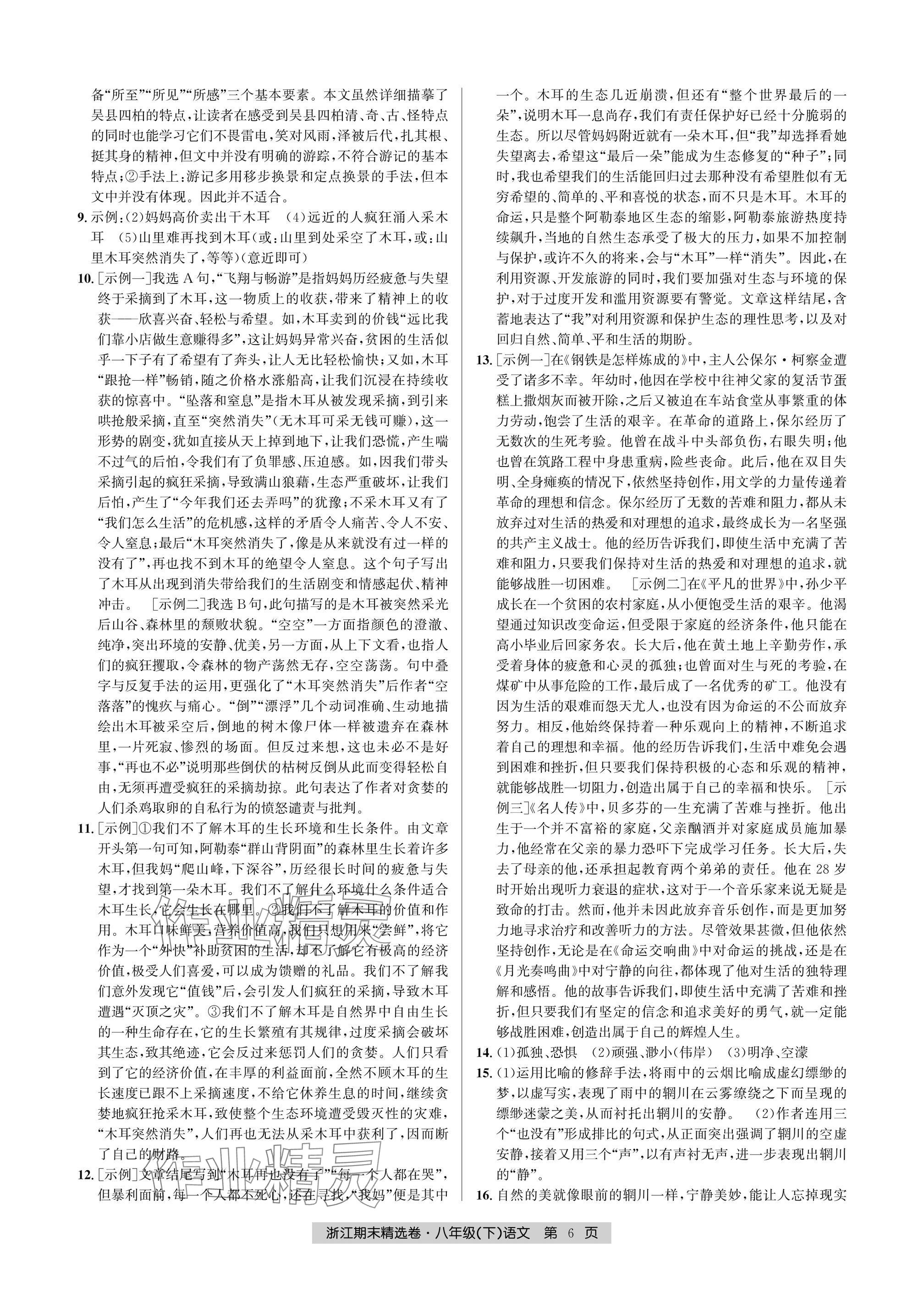 2025年浙江期末精選卷八年級(jí)語(yǔ)文下冊(cè)人教版 參考答案第6頁(yè)
