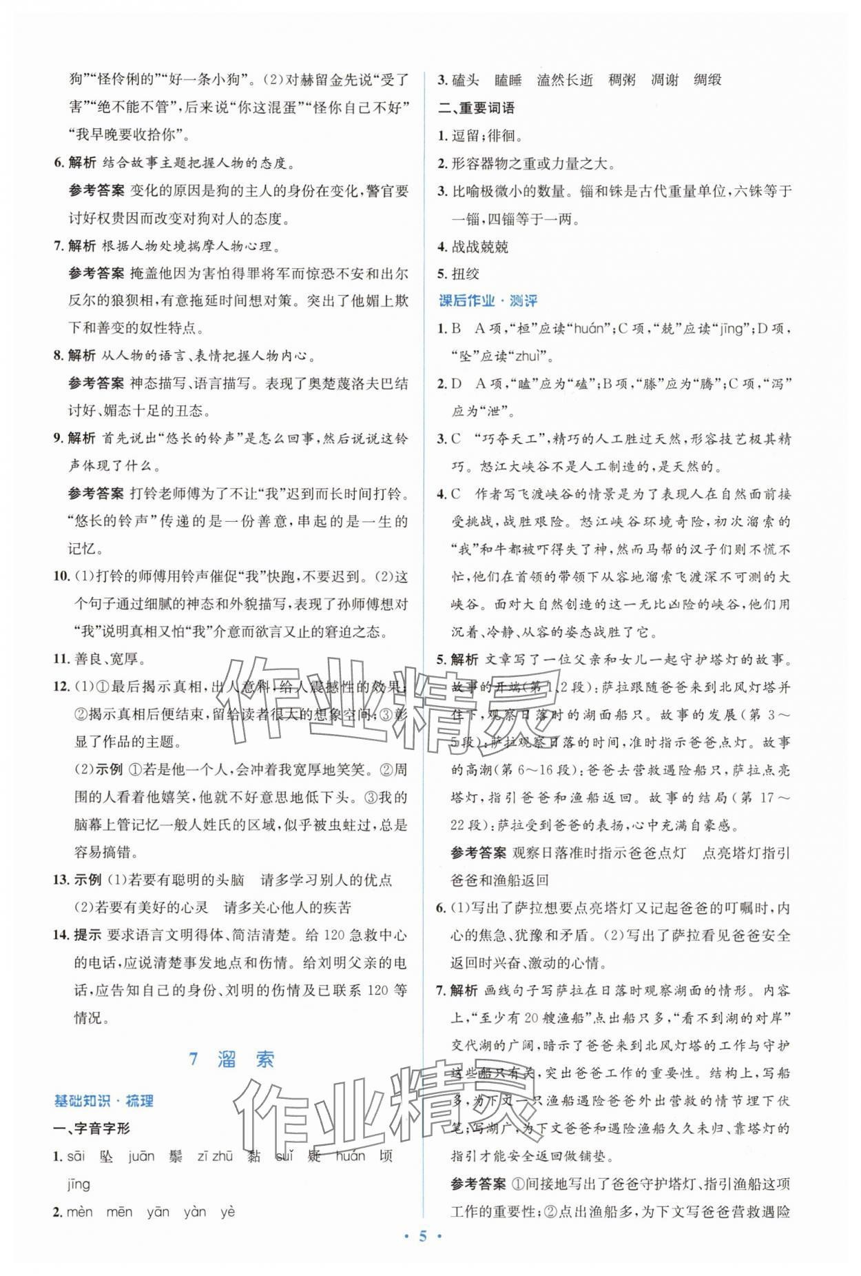 2025年人教金學(xué)典同步解析與測評學(xué)考練九年級語文下冊人教版 參考答案第5頁
