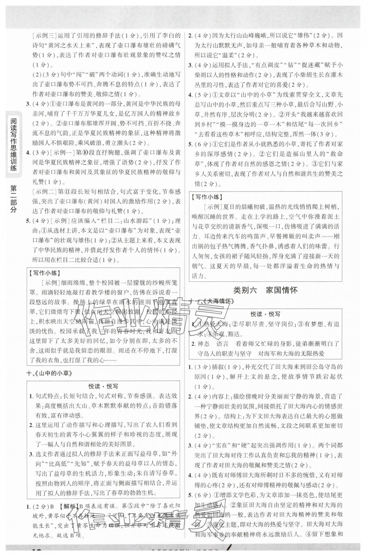 2025年一战成名新中考语文陕西专版 参考答案第9页