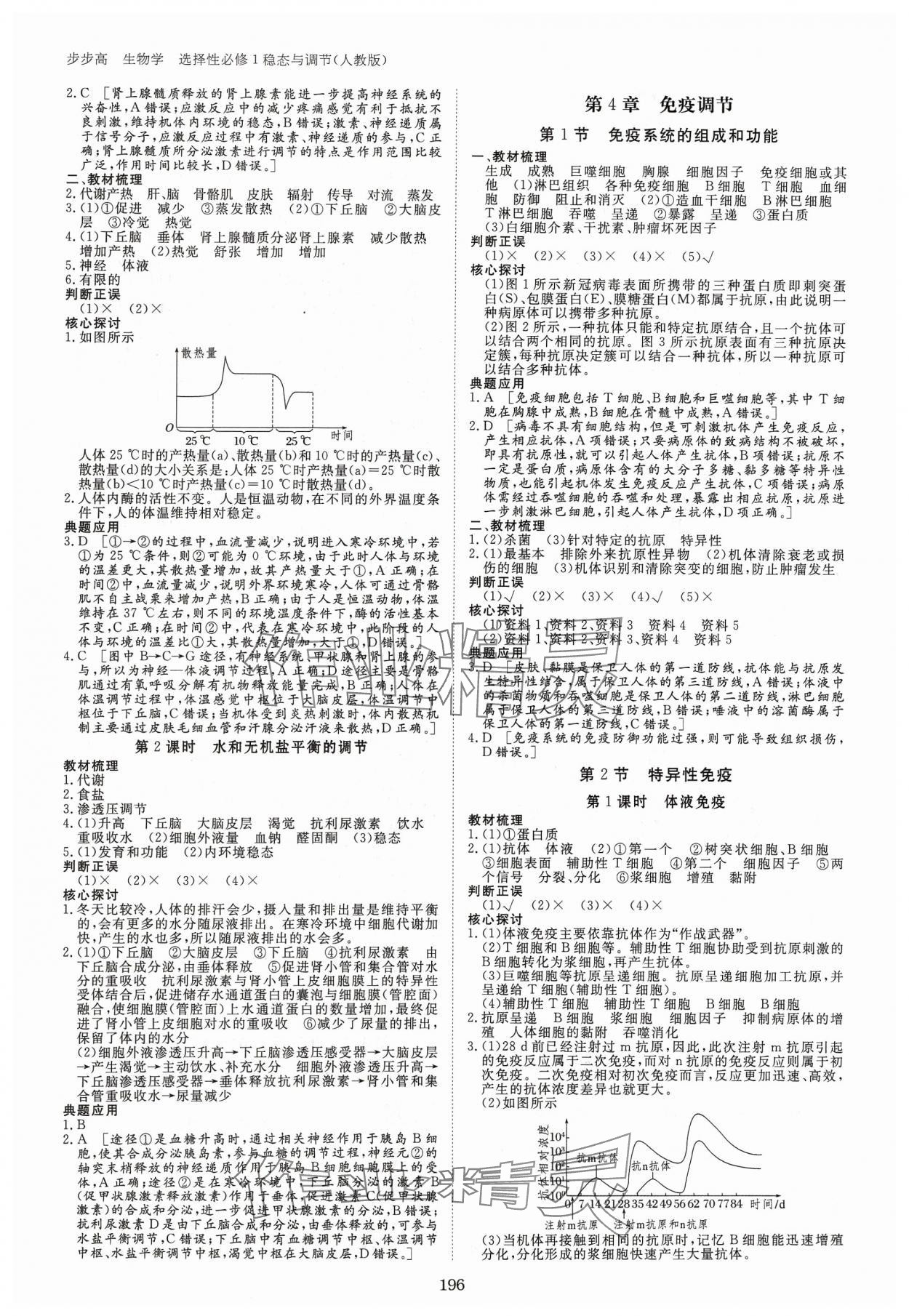 2023年步步高學(xué)習(xí)筆記高中生物選擇性必修1人教版 參考答案第7頁(yè)