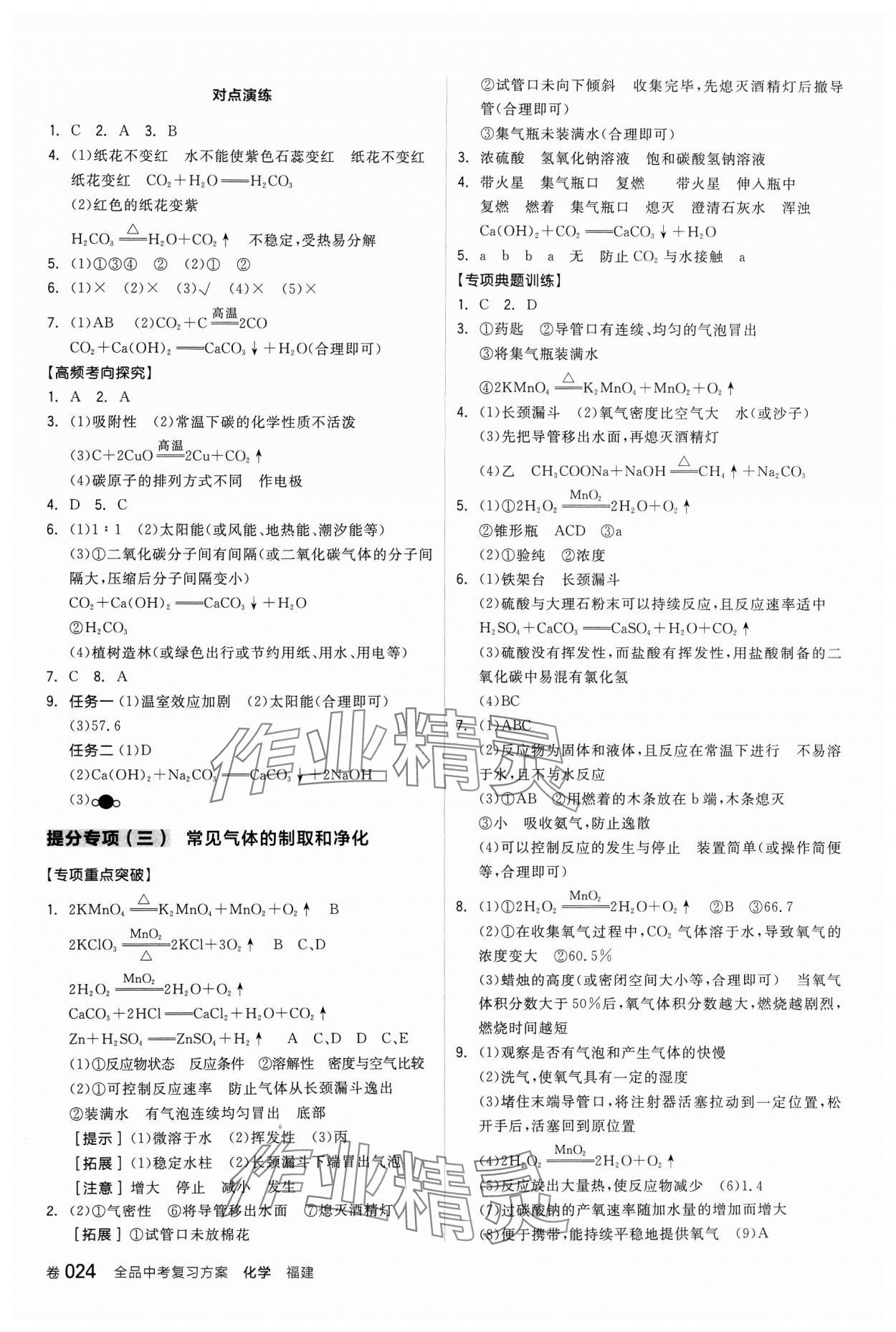 2024年全品中考复习方案化学福建专版 第8页