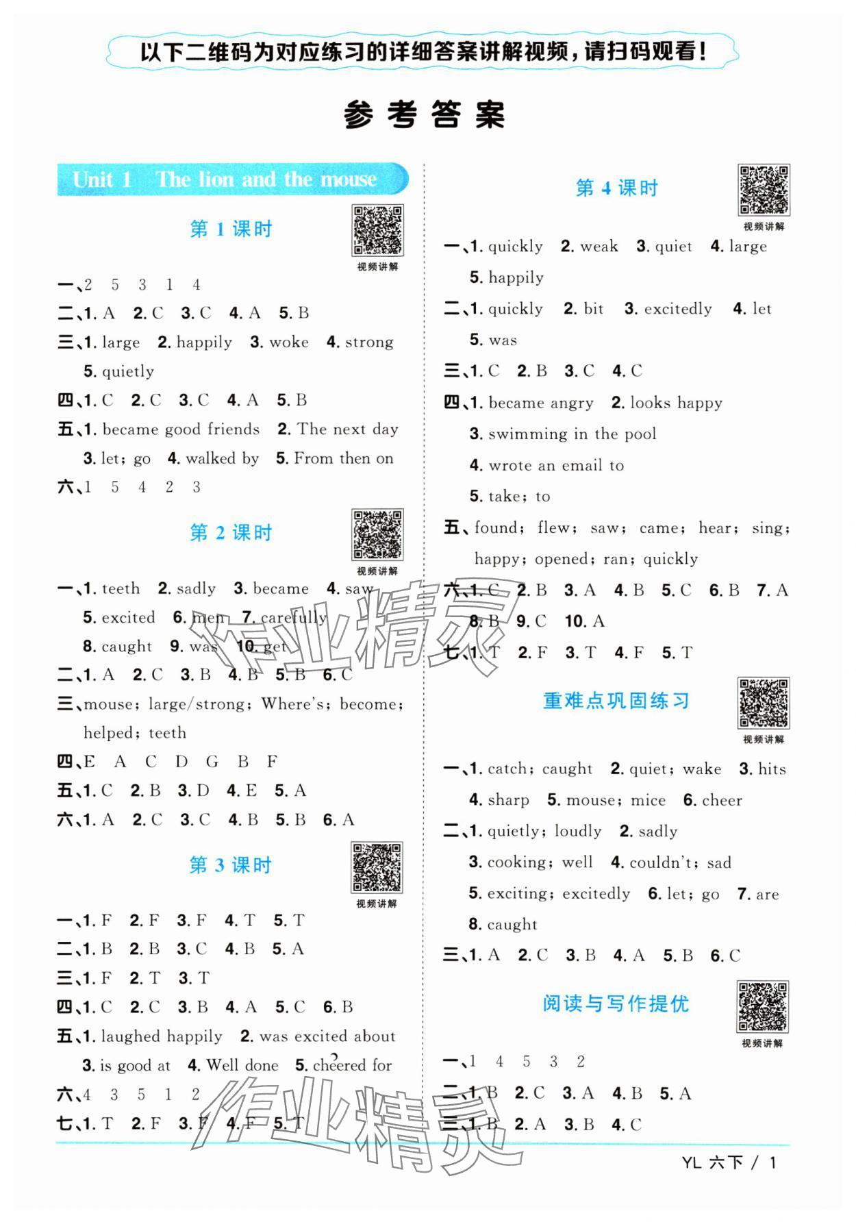 2025年陽光同學課時優化作業六年級英語下冊譯林版江蘇專版 第1頁