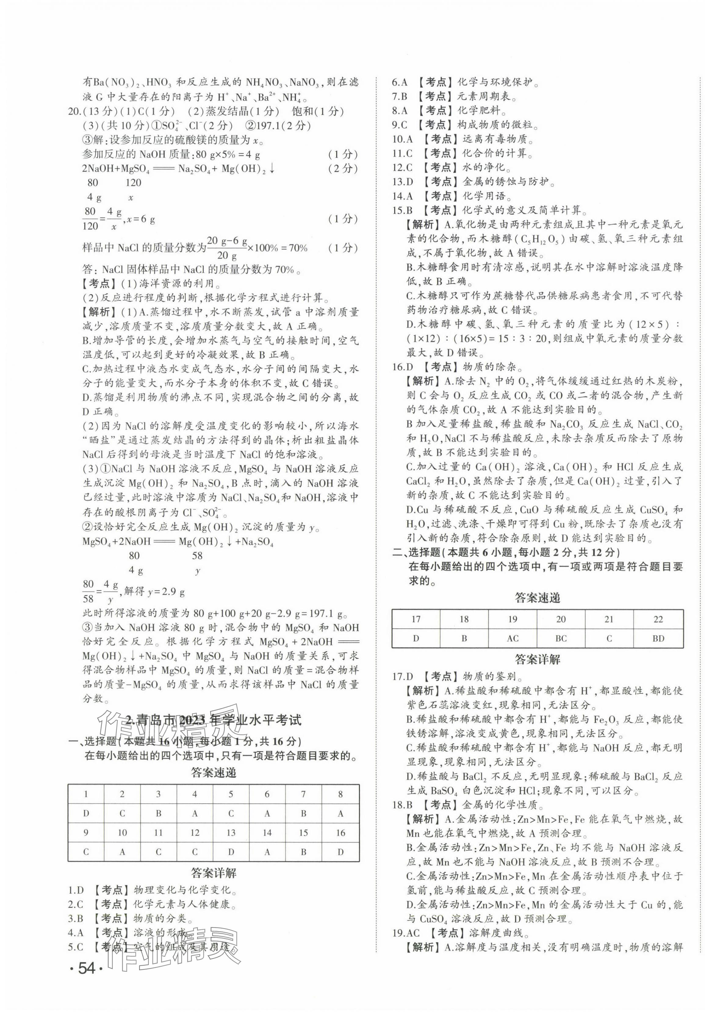 2024年星躍龍門中考真題匯編卷化學(xué)山東專版 第3頁