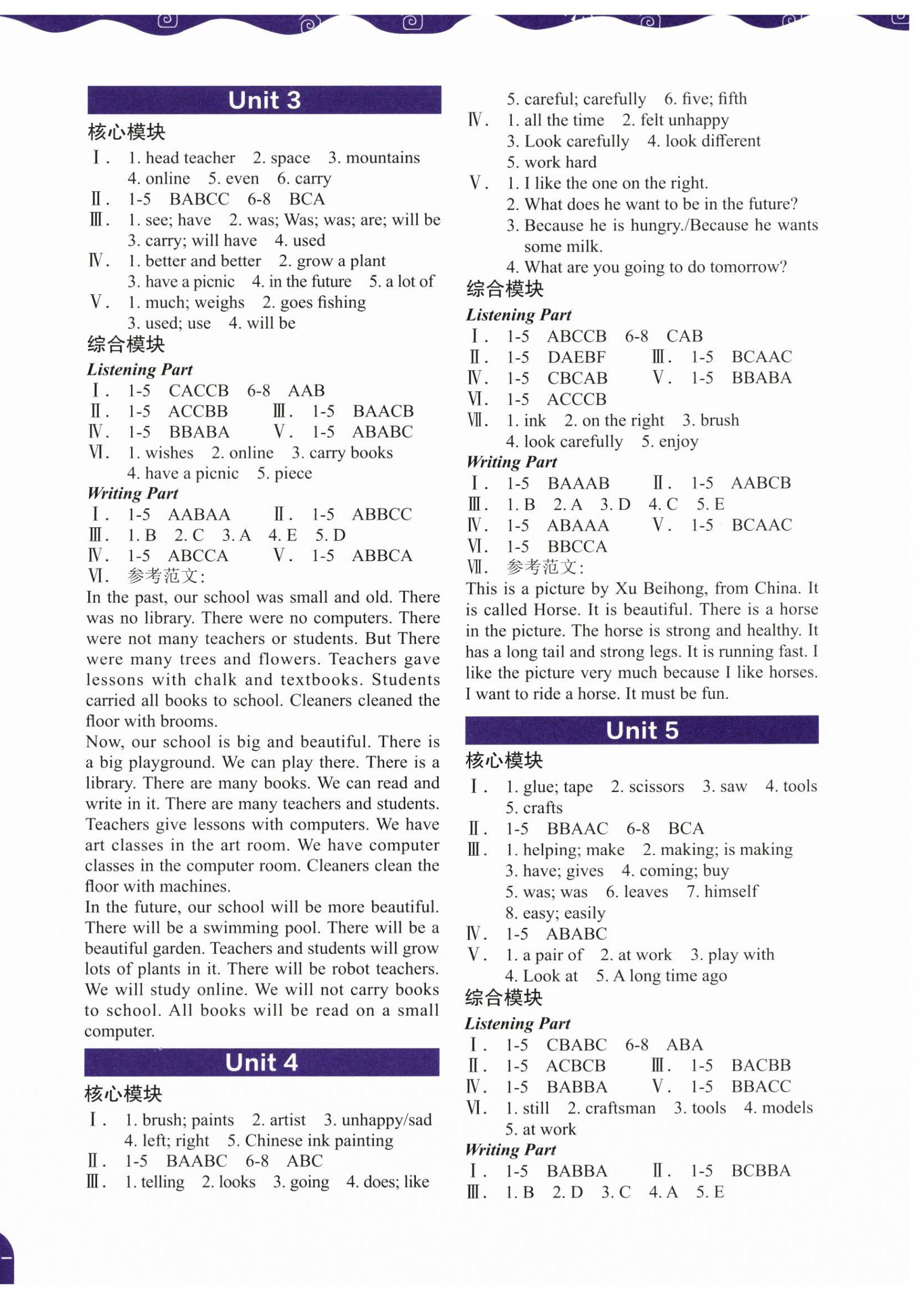 2026年深圳市小学英语课堂跟踪六年级下册沪教版&nbsp;参考答案第2页