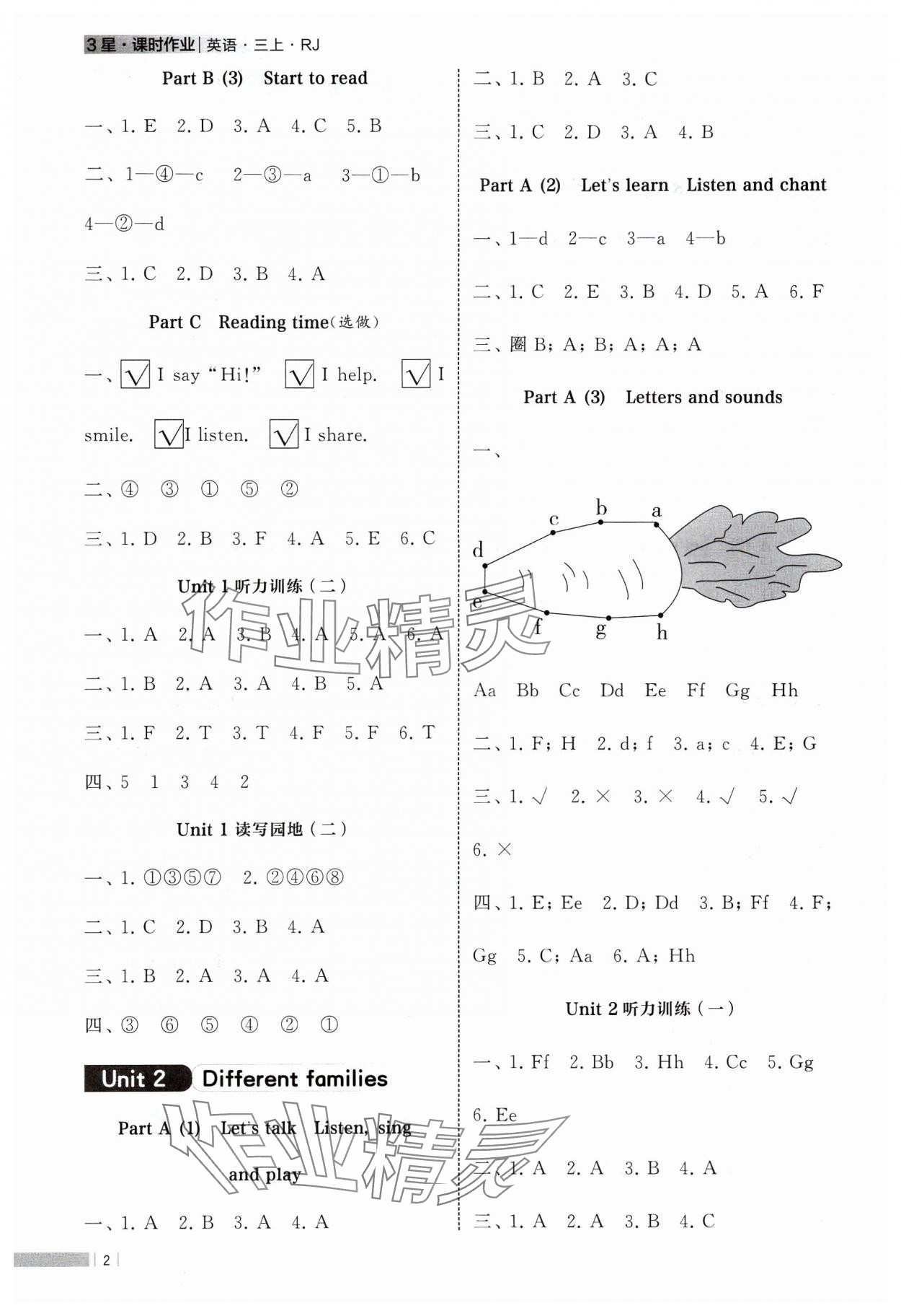 2024年經(jīng)綸學(xué)典課時(shí)作業(yè)三年級(jí)英語上冊(cè)人教版 參考答案第2頁