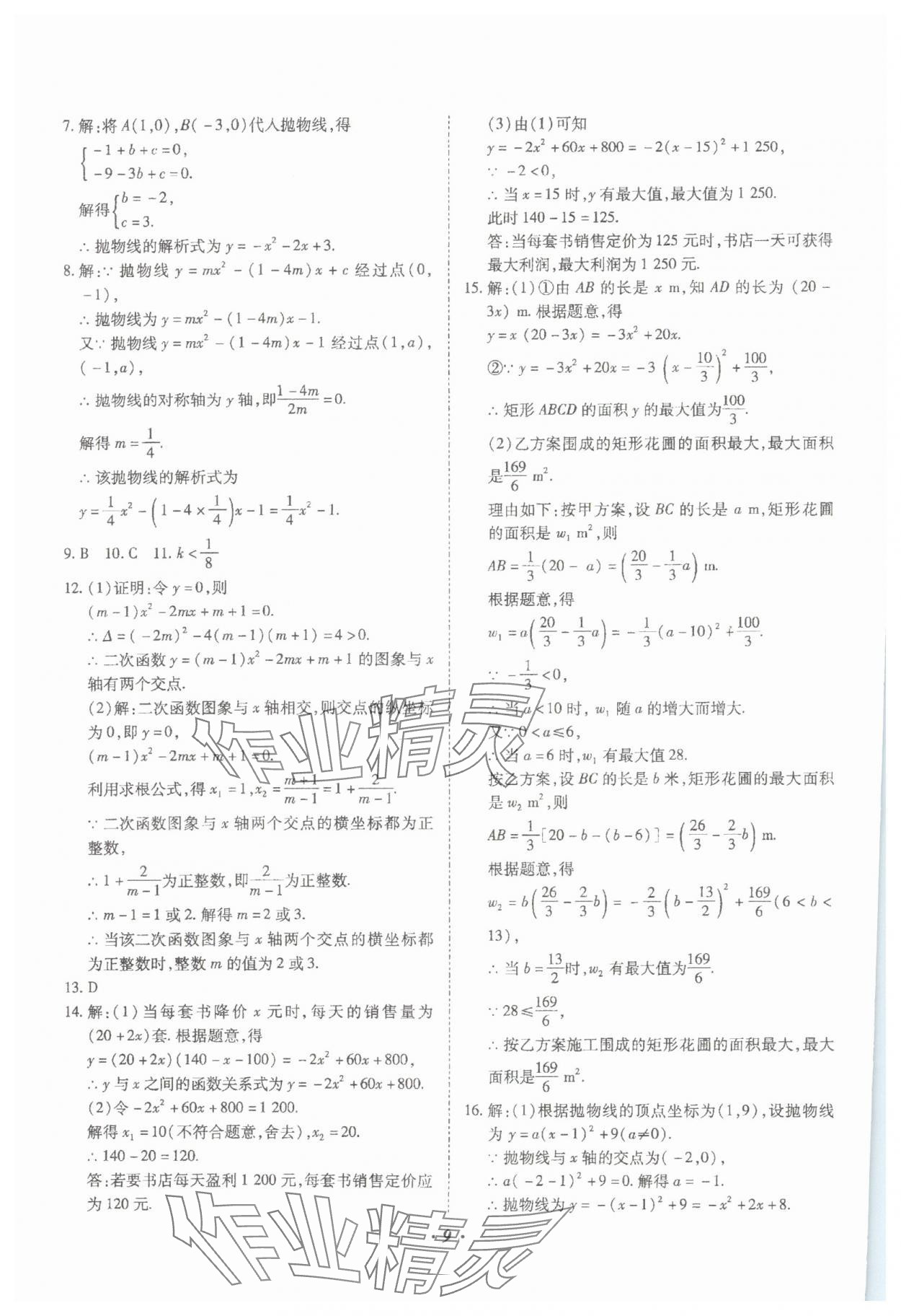2024年本土攻略精準復習方案數(shù)學中考云南專版 參考答案第9頁
