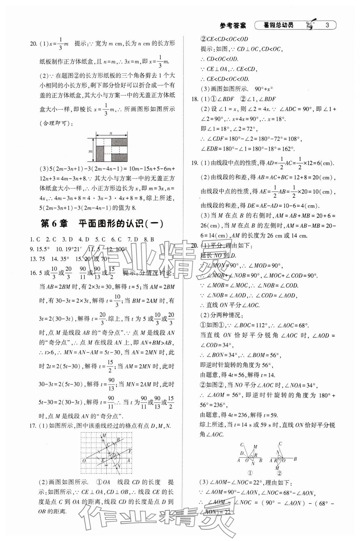 2024年暑假总动员7年级升8年级数学江苏版宁夏人民教育出版社 参考答案第3页