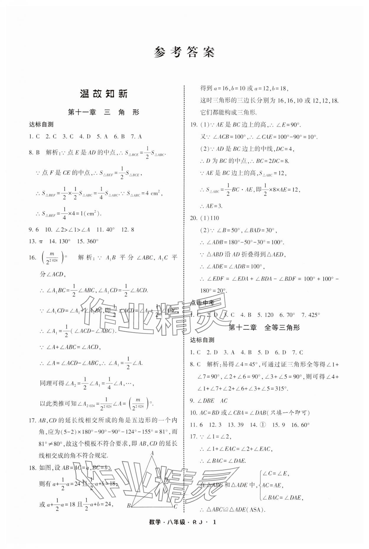 2025年經(jīng)綸學(xué)典寒假總動(dòng)員八年級(jí)數(shù)學(xué)人教版 參考答案第1頁(yè)