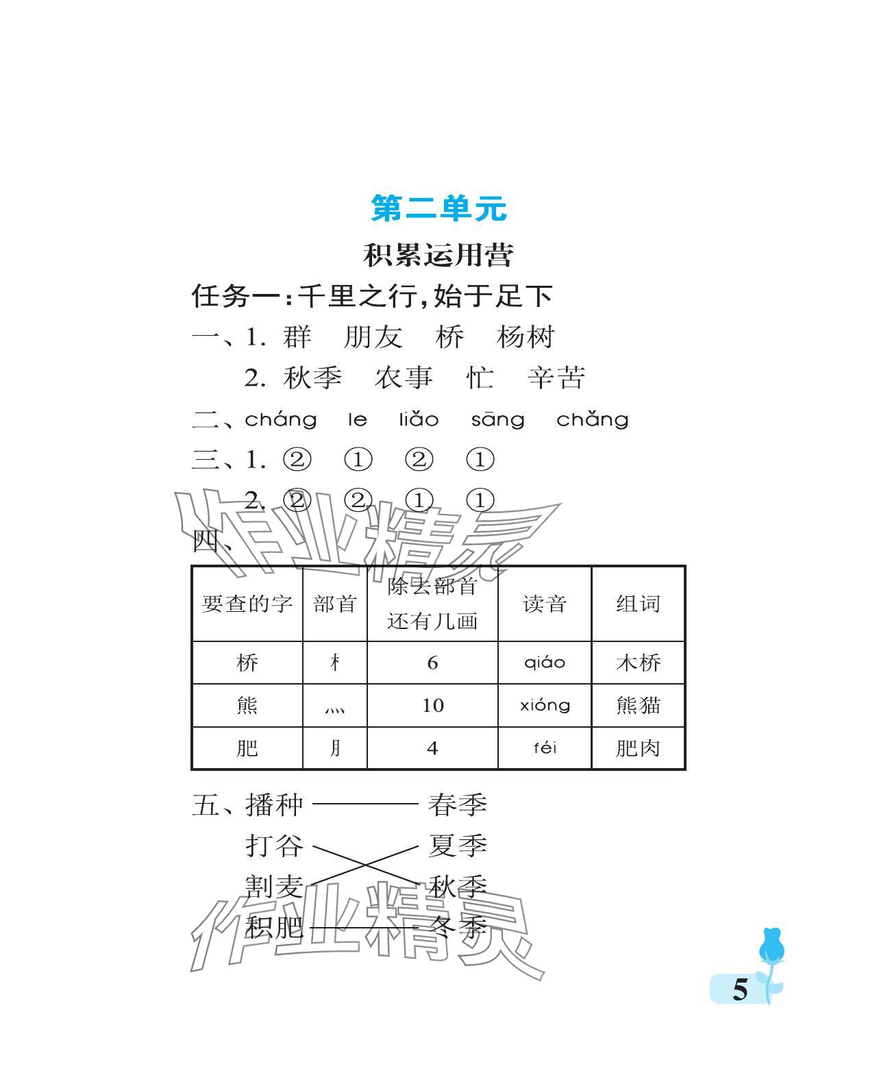 2024年行知天下二年級(jí)語(yǔ)文上冊(cè)人教版 參考答案第5頁(yè)