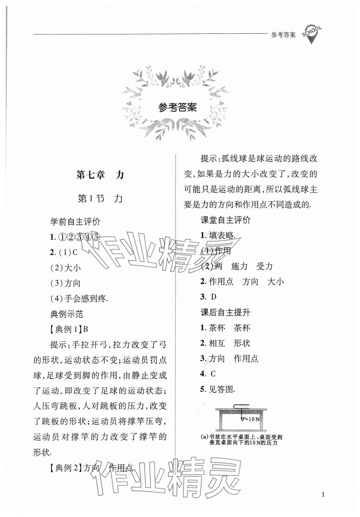 2024年新課程問題解決導(dǎo)學(xué)方案八年級物理下冊人教版 參考答案第1頁