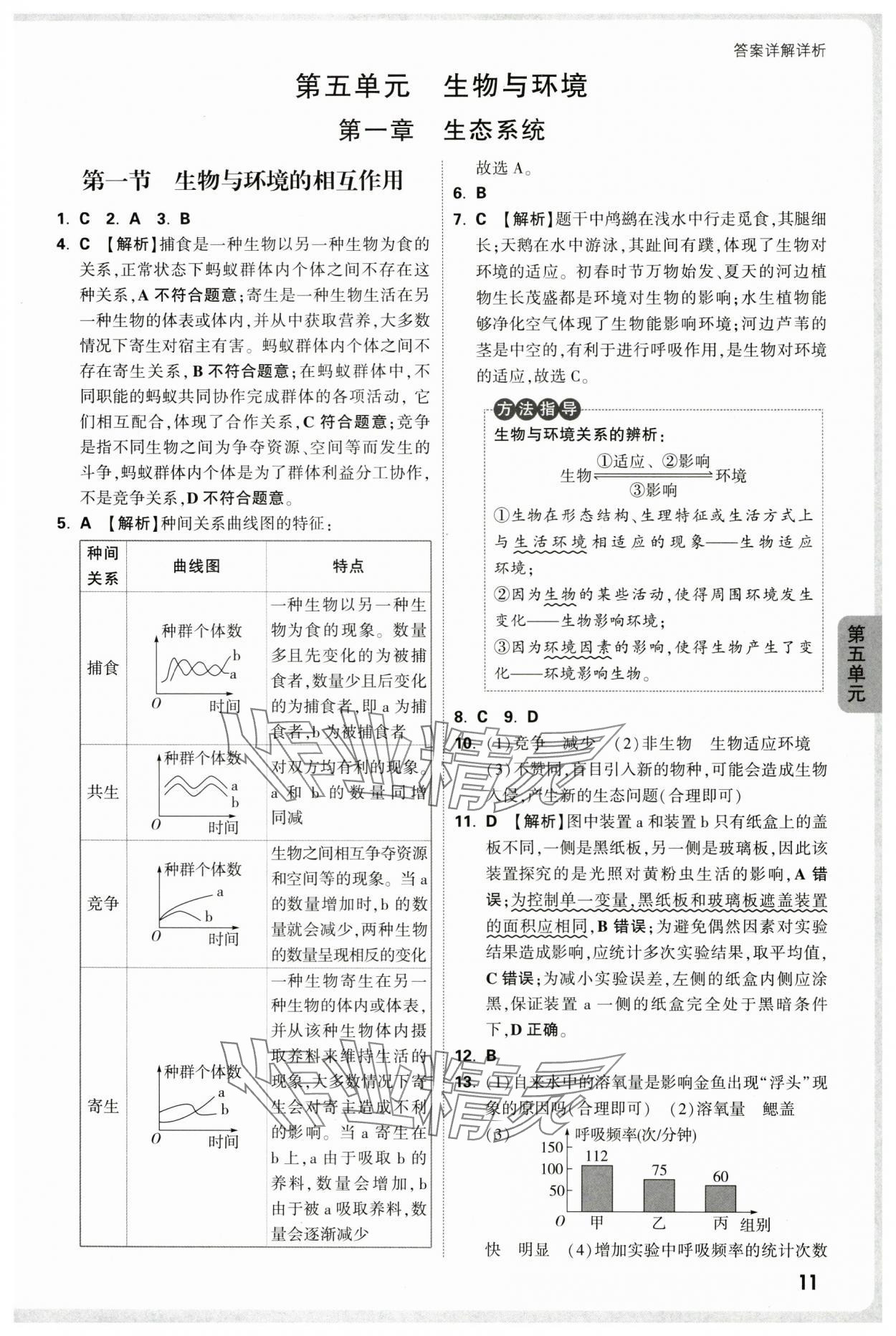 2025年万唯中考情境题八年级生物上册人教版河南专版&nbsp;参考答案第11页