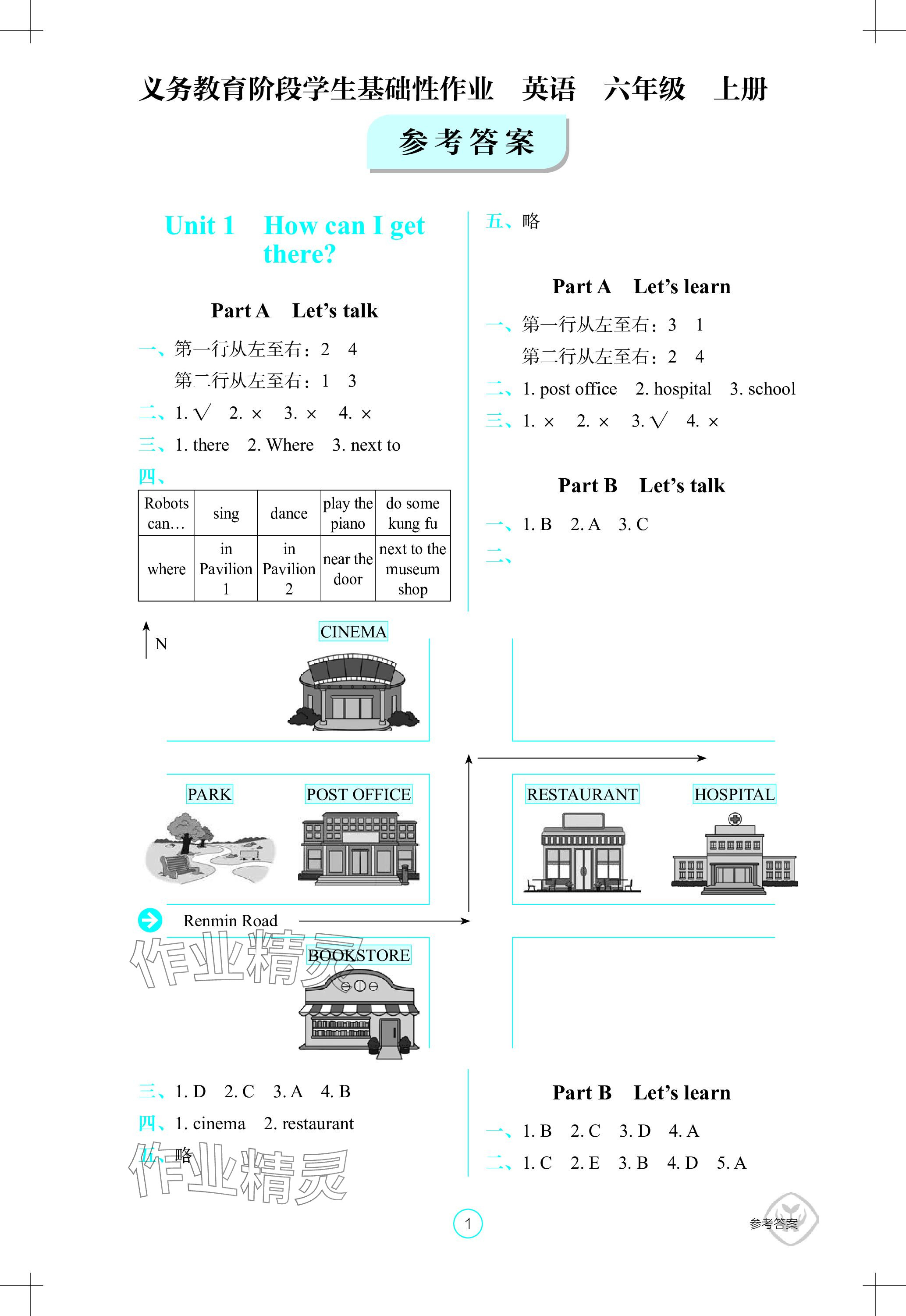 2023年學(xué)生基礎(chǔ)性作業(yè)六年級(jí)英語(yǔ)上冊(cè)人教版 參考答案第1頁(yè)