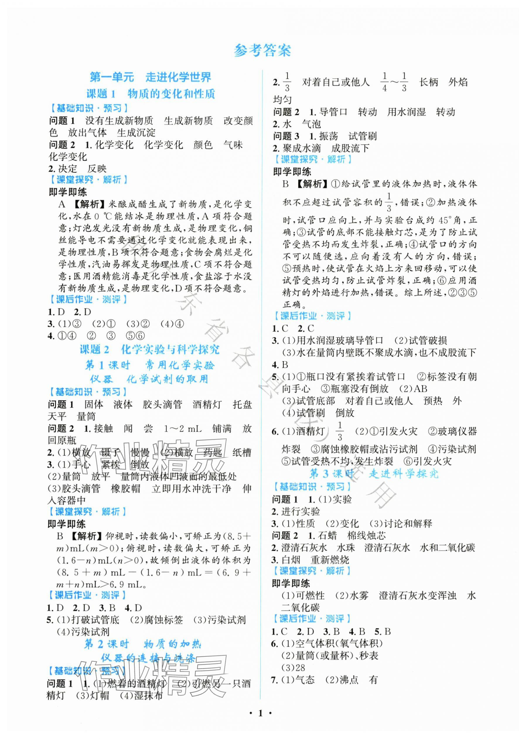 2025年同步解析与测评学考练九年级化学全一册人教版广东专版 第1页