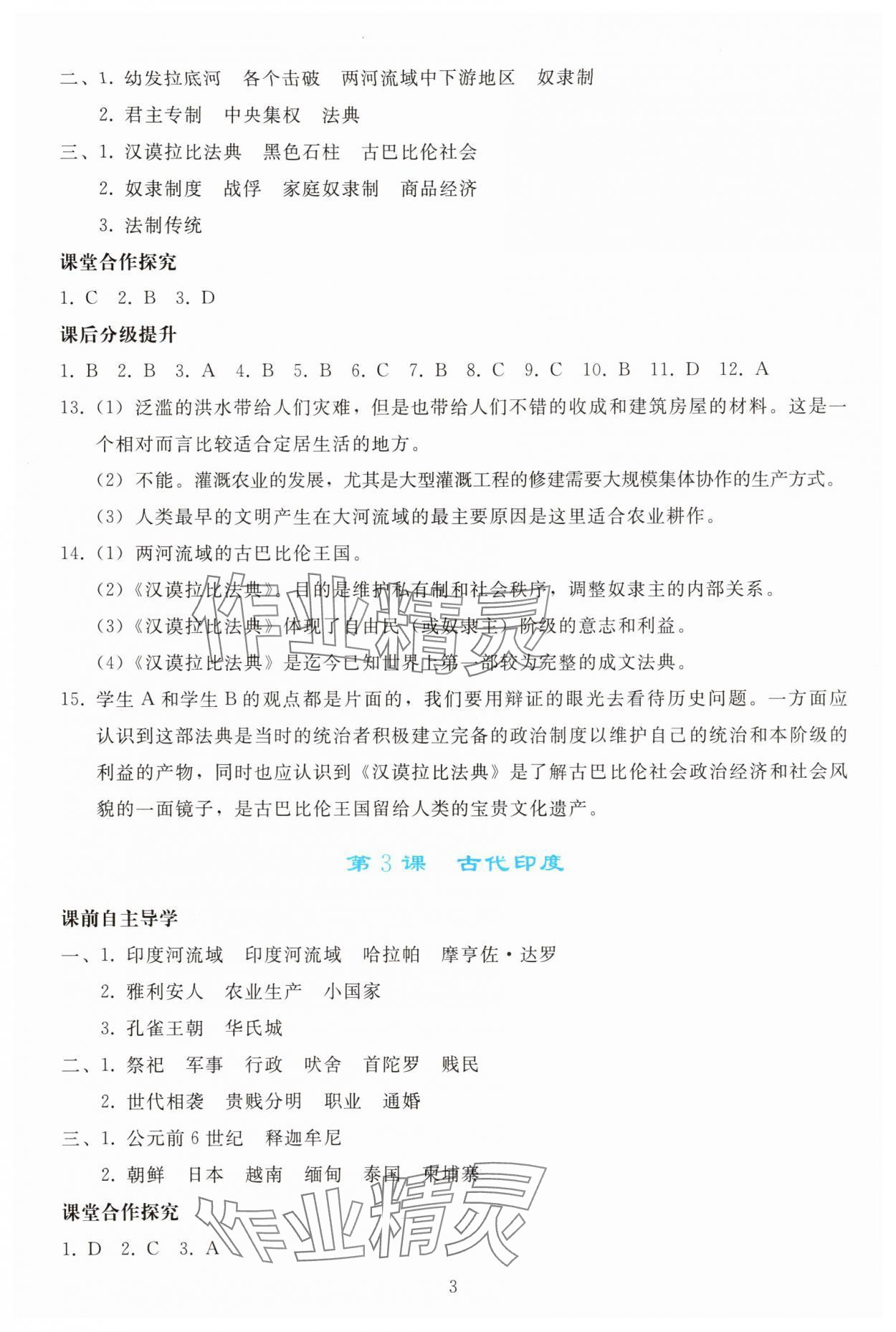 2025年同步轻松练习九年级历史上册人教版精编版 参考答案第2页