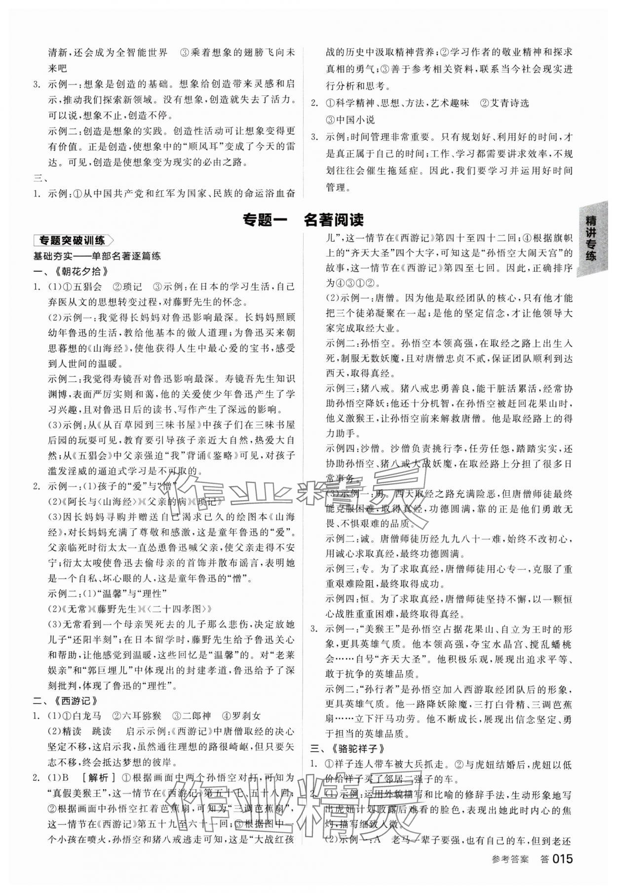 2025年全品中考復(fù)習(xí)方案語文廣西專版 參考答案第14頁