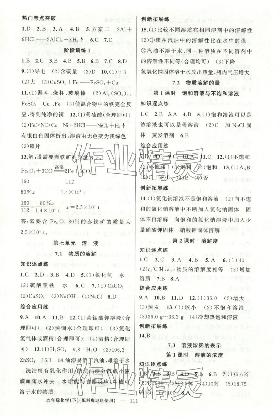 2025年黃岡金牌之路練闖考九年級化學(xué)下冊科粵版 第3頁