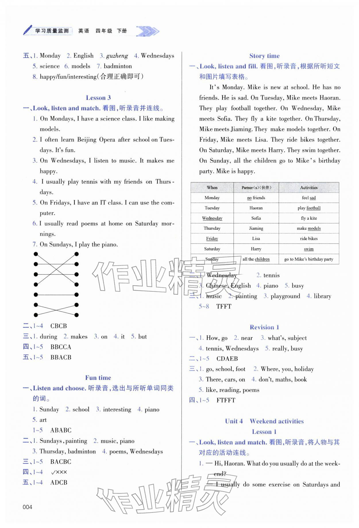 2026年学习质量监测四年级英语下册人教精通版&nbsp;第4页