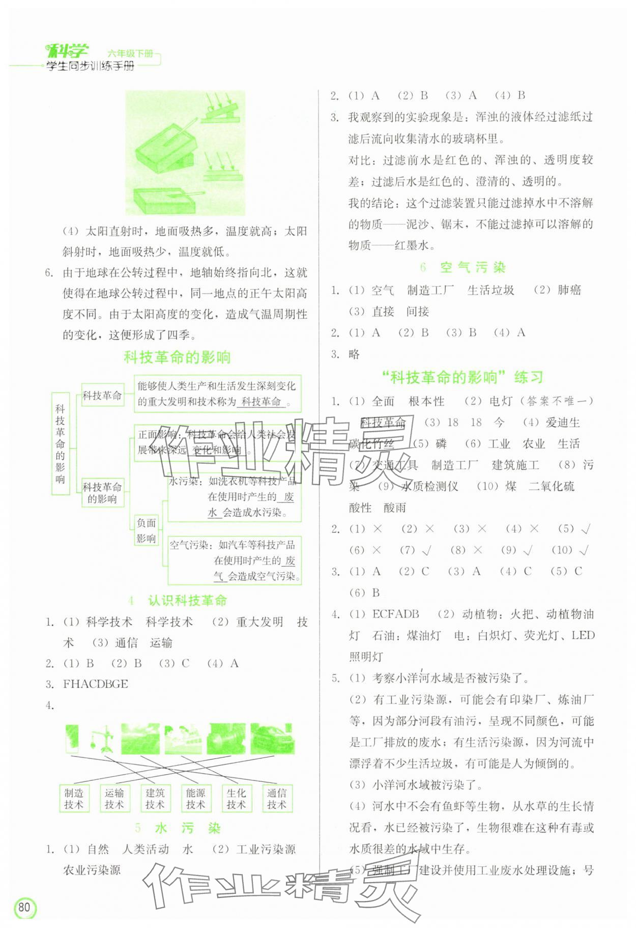 2025年学生同步训练手册六年级科学下册冀人版 第2页