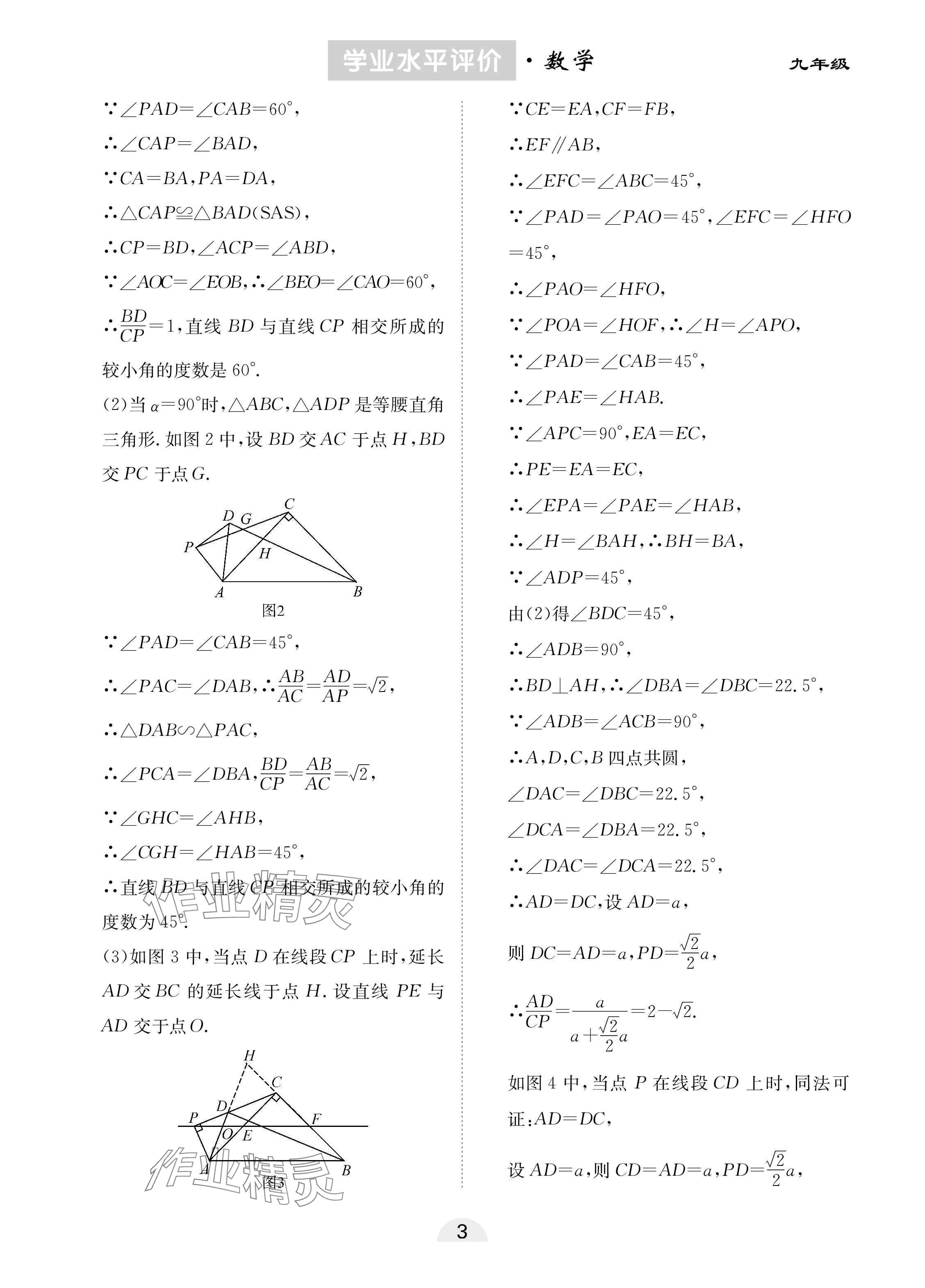2025年學(xué)業(yè)水平評(píng)價(jià)九年級(jí)數(shù)學(xué)下冊(cè)人教版 參考答案第3頁(yè)