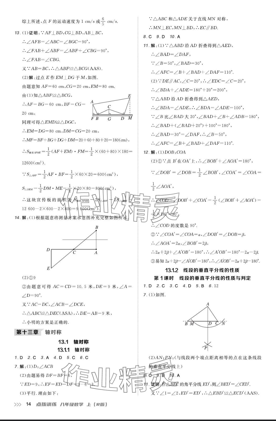 2024年点拨训练八年级数学上册人教版 参考答案第13页