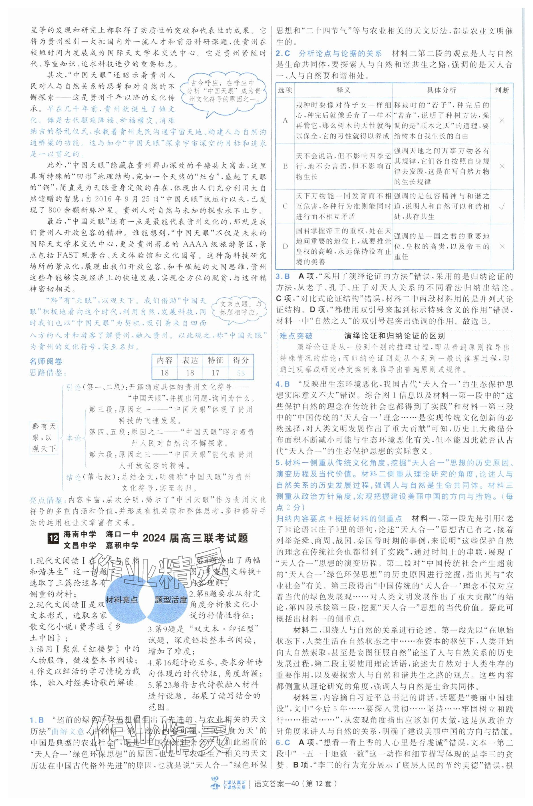 2025年金考卷45套匯編高中語文通用版 參考答案第40頁