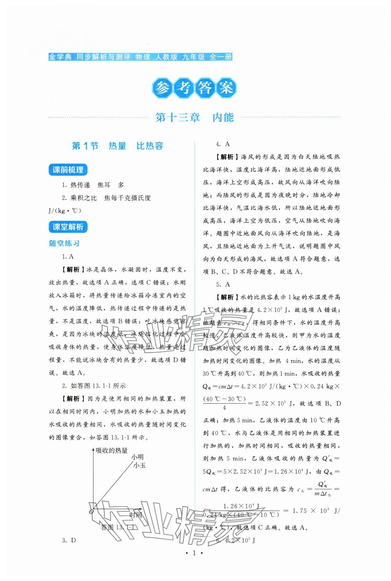 2025年金学典同步解析与测评贵州人民出版社九年级物理全一册人教版 第1页