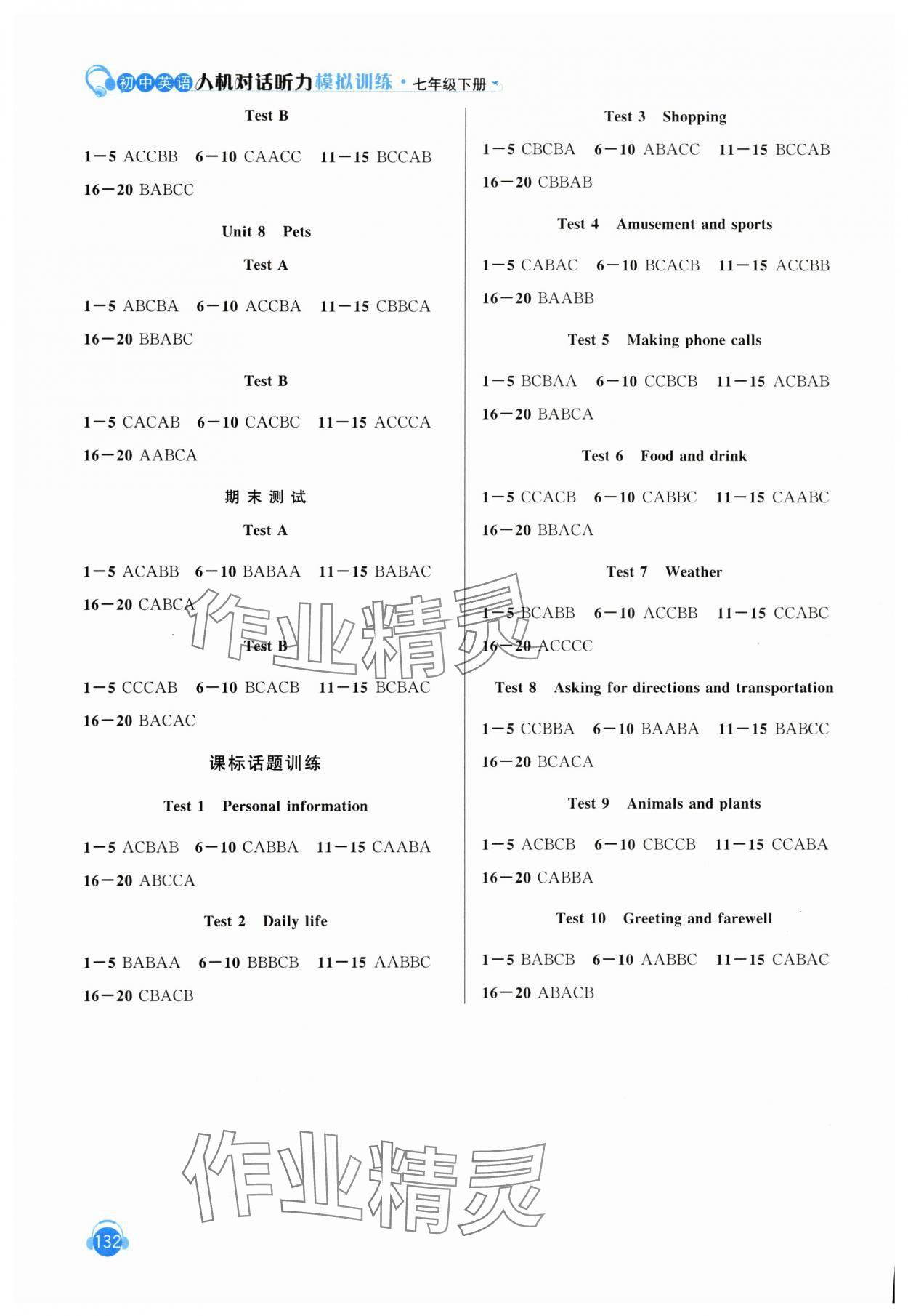 2024年初中英語人機對話聽力模擬訓(xùn)練七年級下冊 第2頁