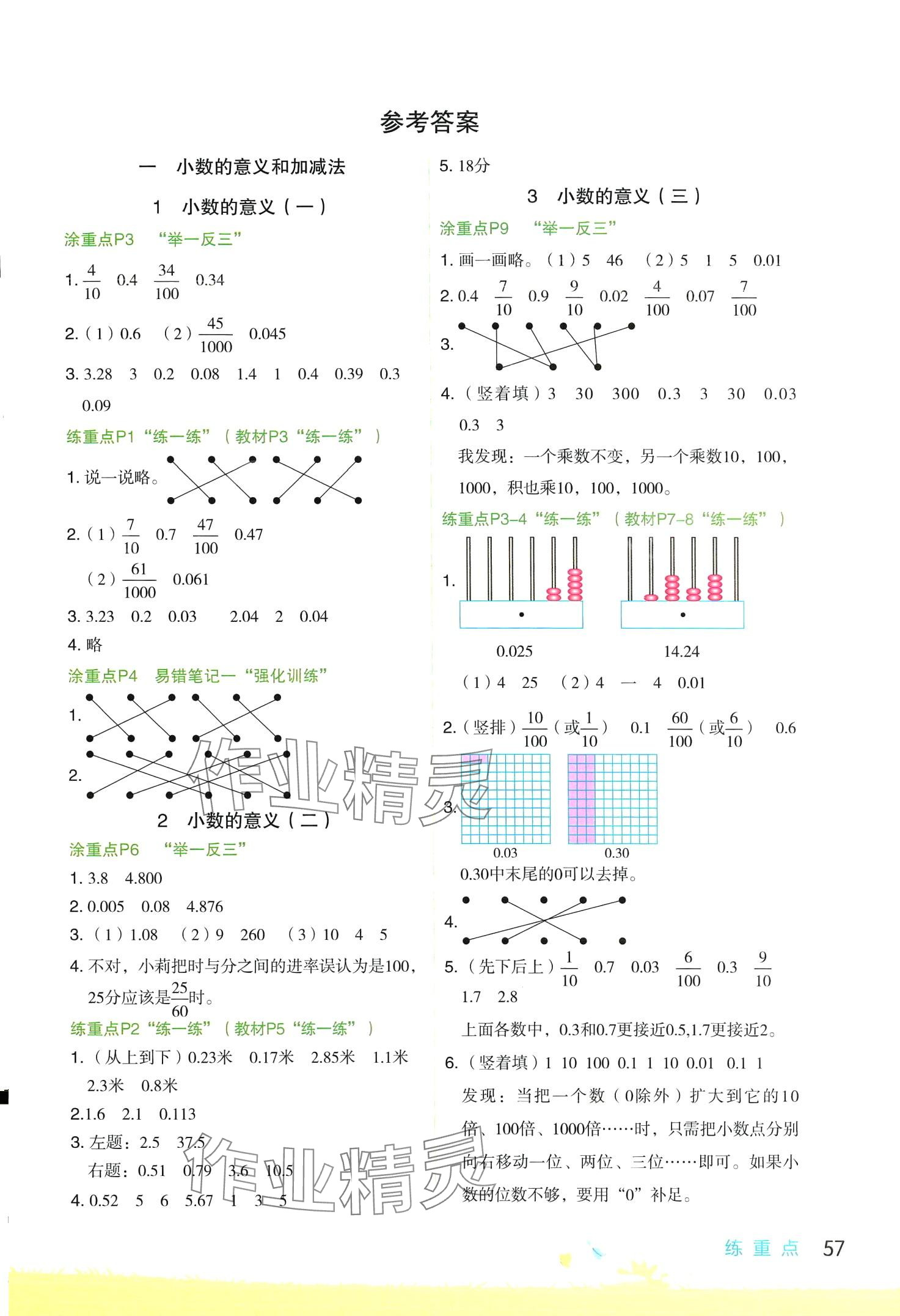 2024年涂重點(diǎn)四年級數(shù)學(xué)下冊北師大版 第1頁