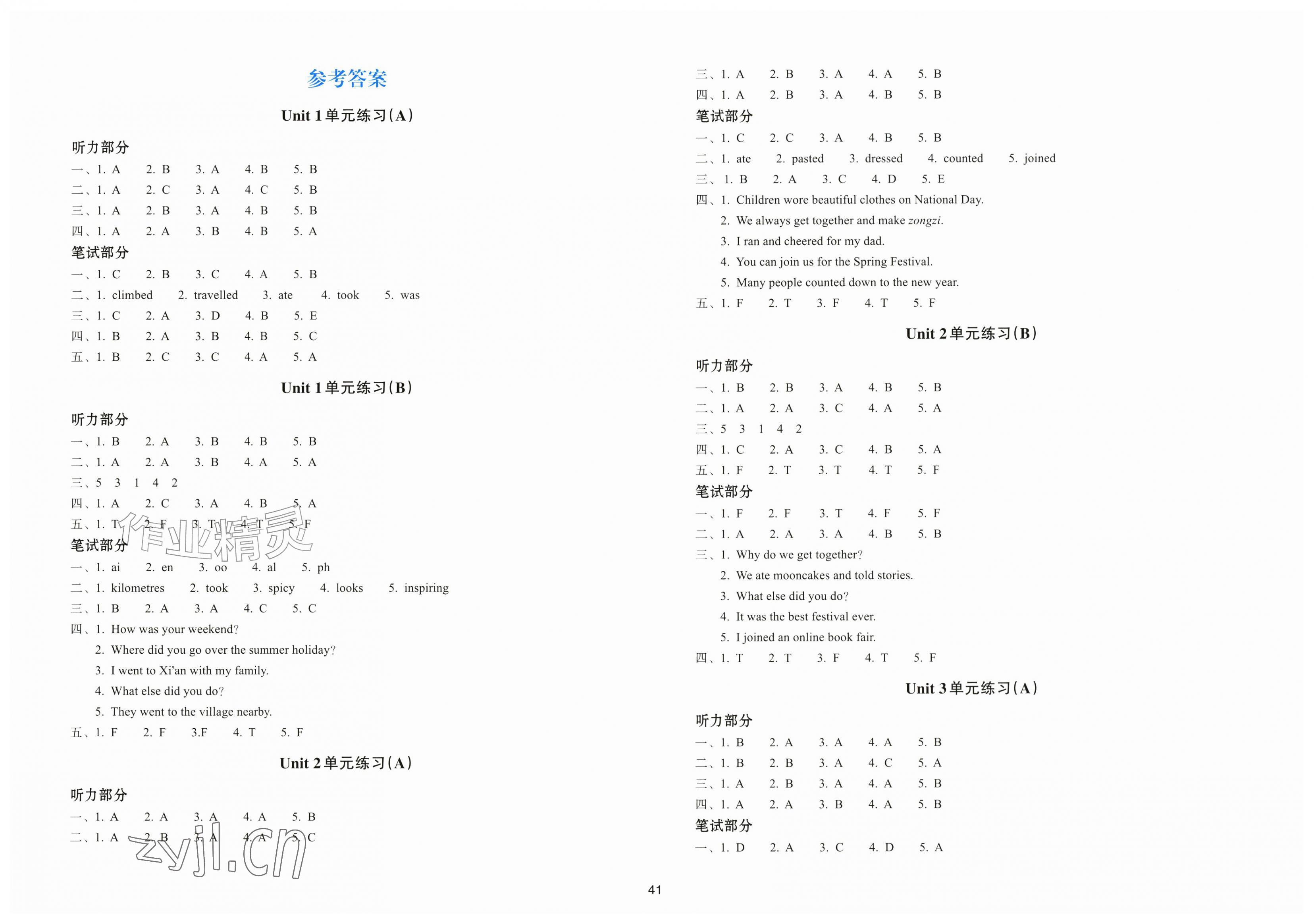 2026年新编单元能力训练卷六年级英语上册人教版&nbsp;第1页