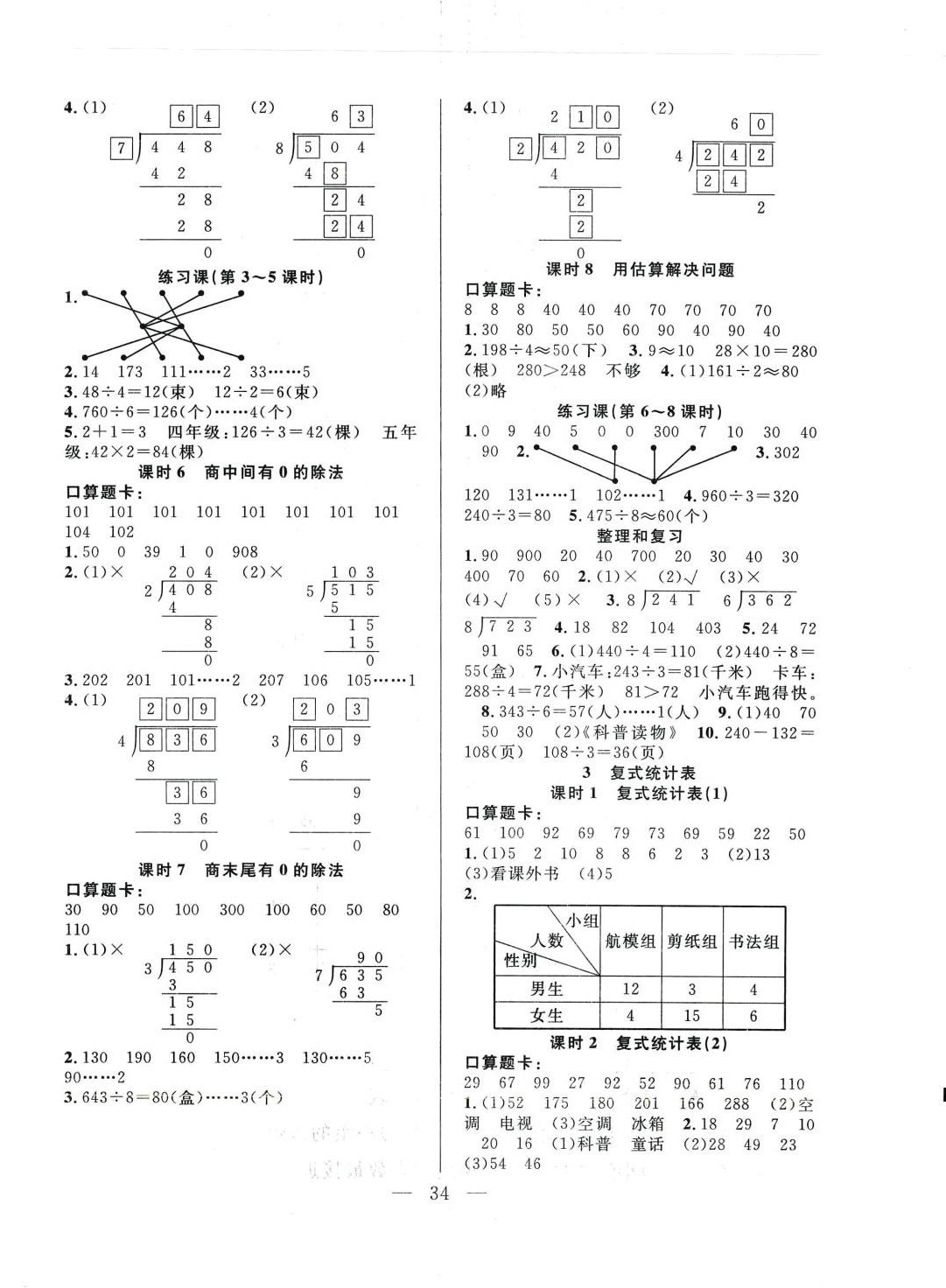 2024年優(yōu)等生全優(yōu)計(jì)劃三年級數(shù)學(xué)下冊人教版 參考答案第2頁