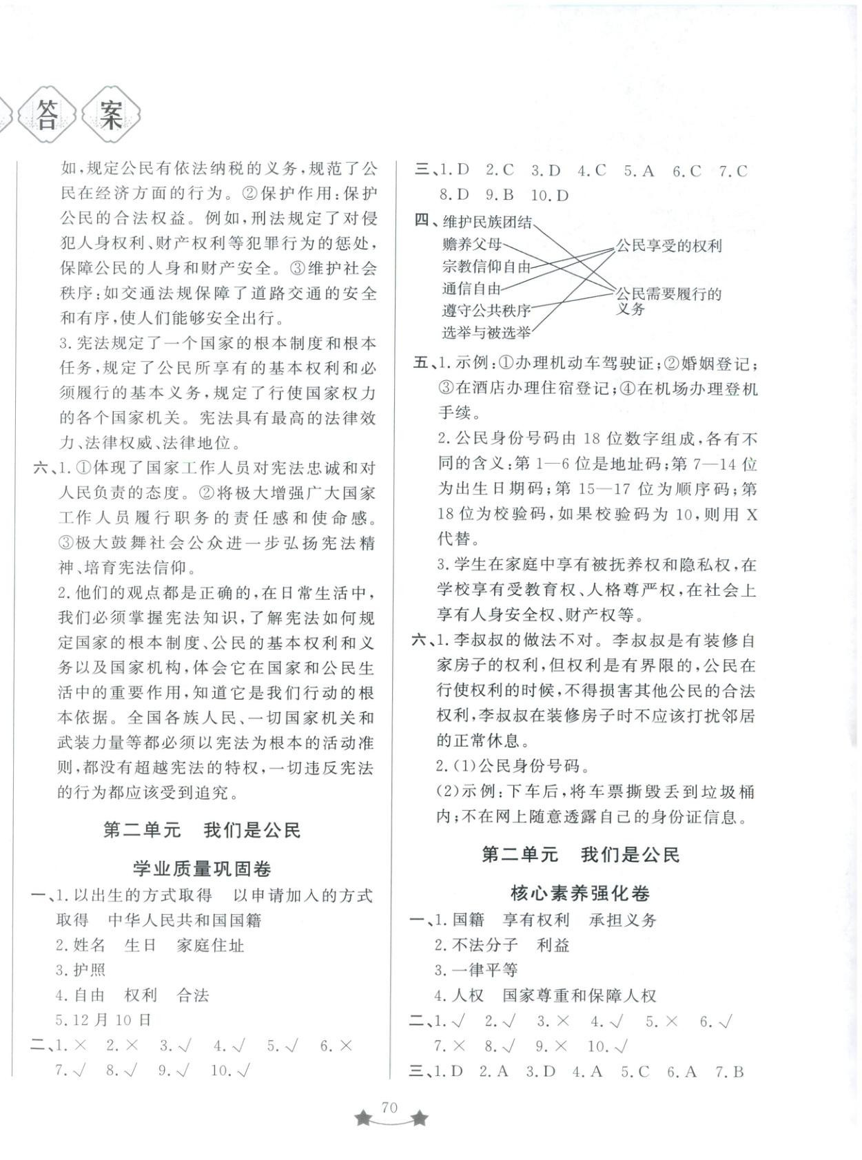 2025年单元测试卷山东文艺出版社六年级道德与法治上册人教版 第2页