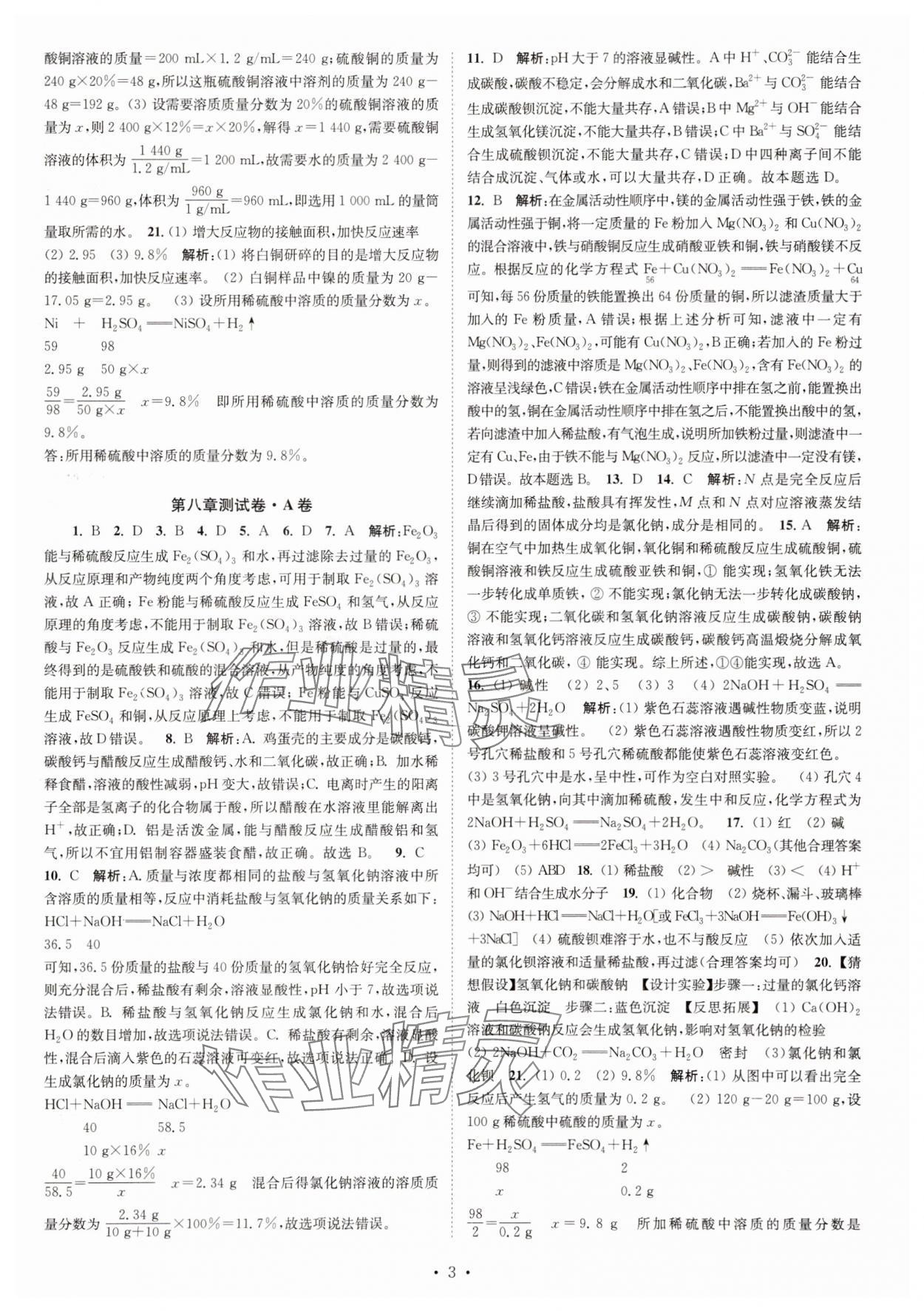 2025年江蘇密卷九年級(jí)化學(xué)下冊(cè)滬教版 第3頁