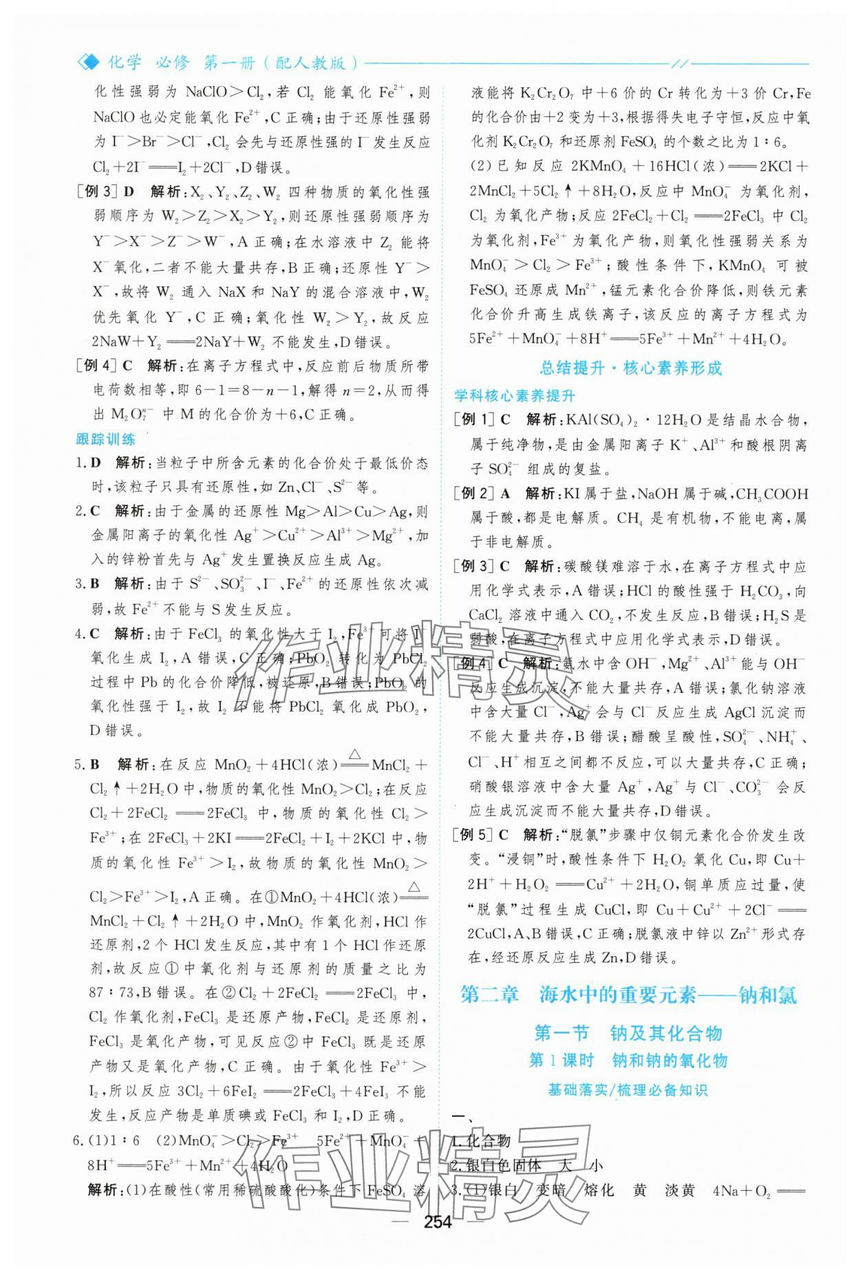 2025年新课程学习与测评高中化学必修第一册人教版&nbsp;参考答案第9页