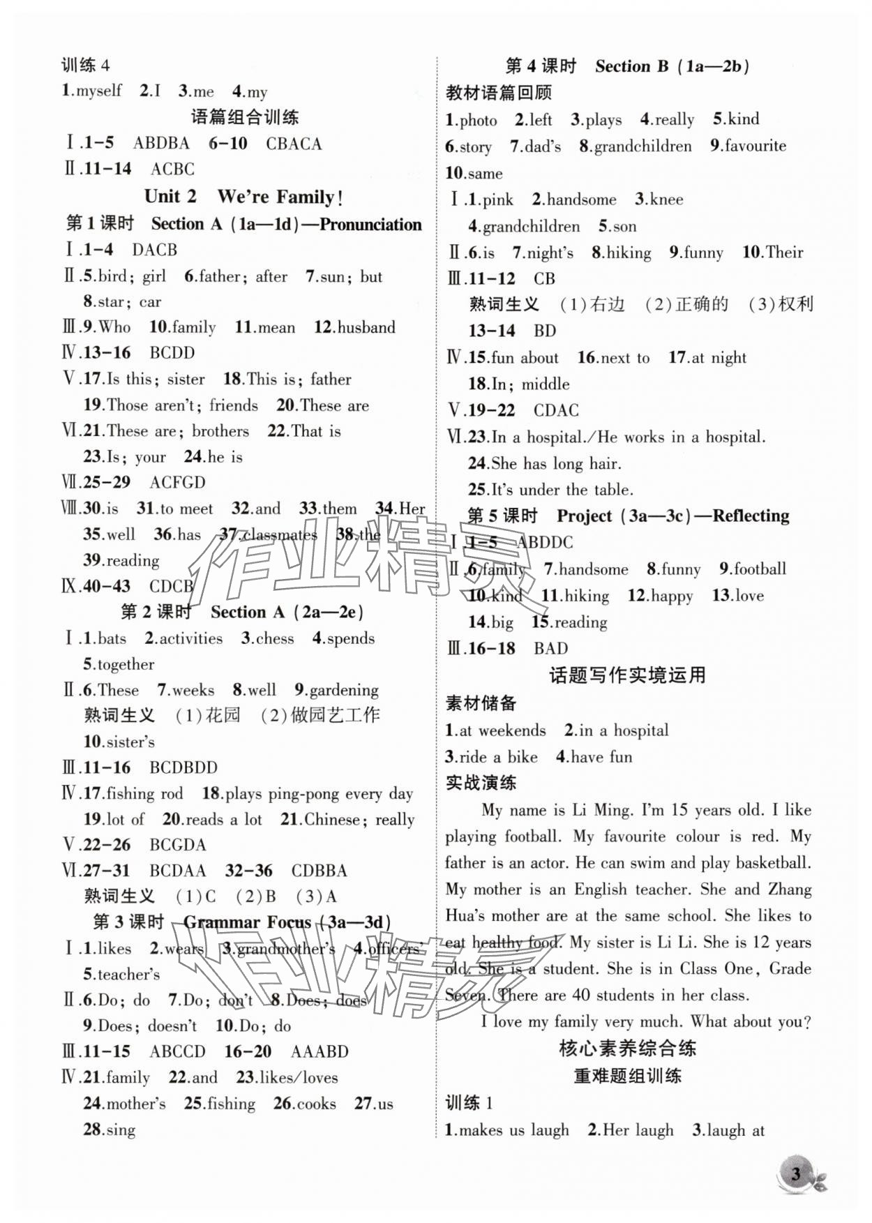 2025年创新课堂创新作业本七年级英语上册人教版 第3页