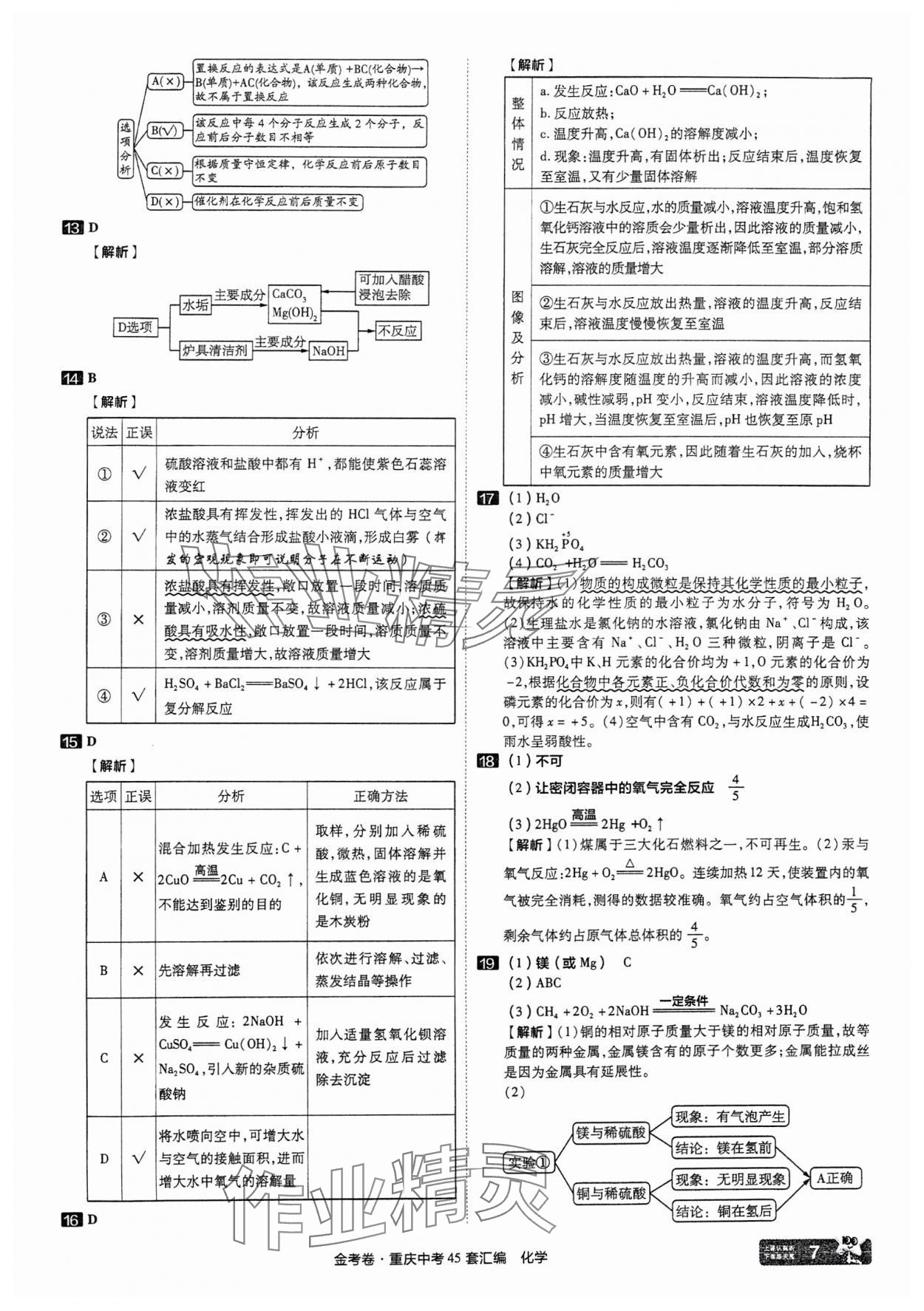 2025年金考卷中考45套匯編化學(xué)重慶專版 參考答案第7頁