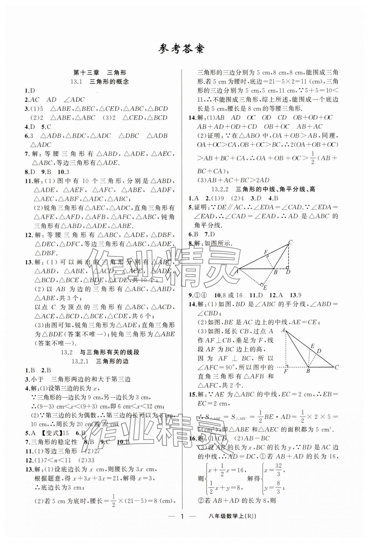 2025年同步作业本练闯考八年级数学上册人教版安徽专版 第1页