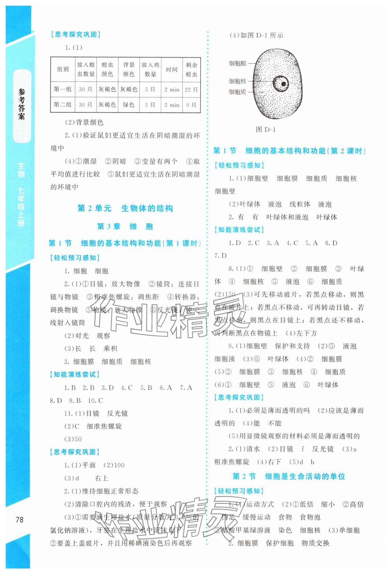 2023年课内课外直通车七年级生物上册北师大版福建专版 第2页