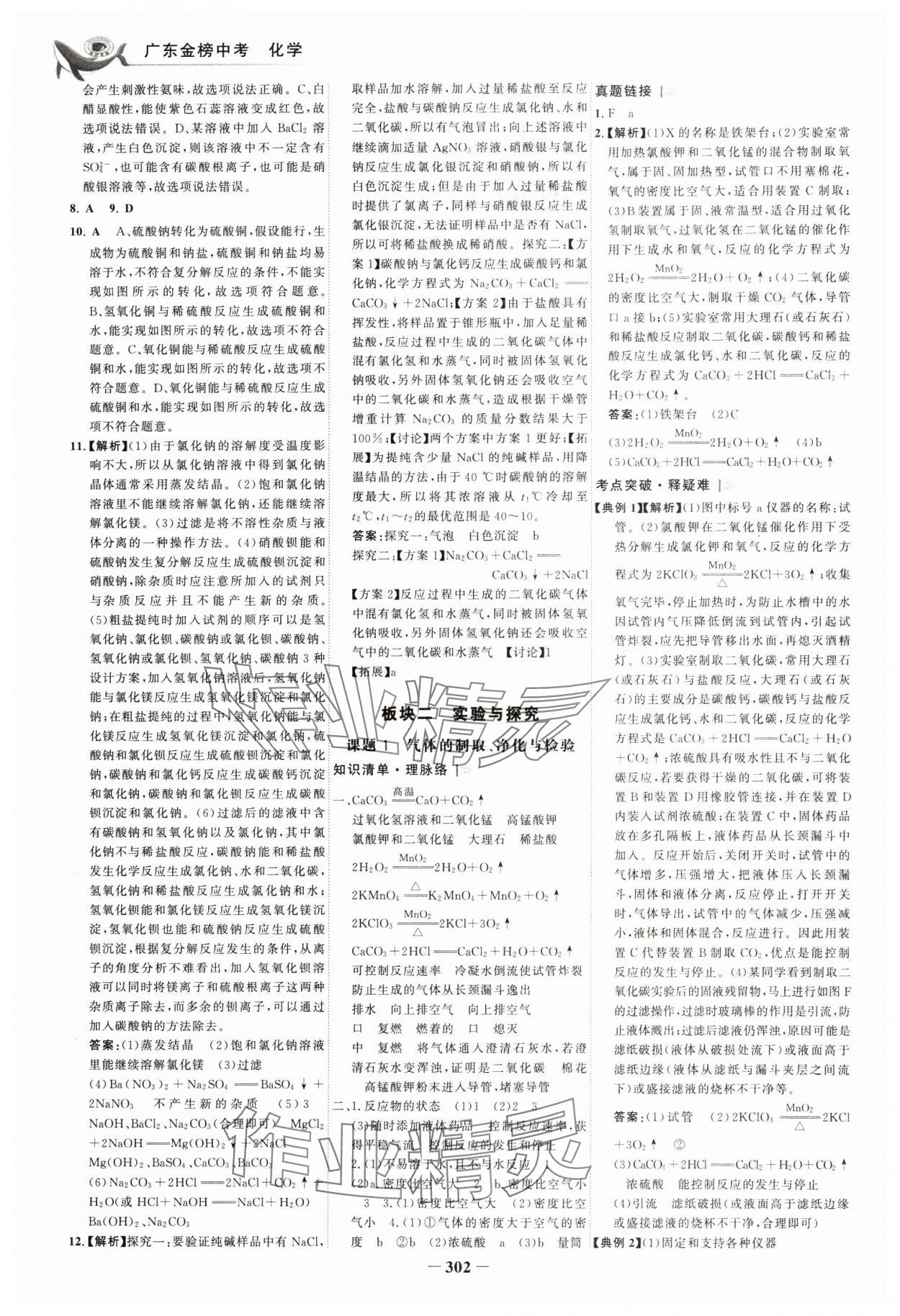 2024年世纪金榜金榜中考化学深圳专版 参考答案第9页