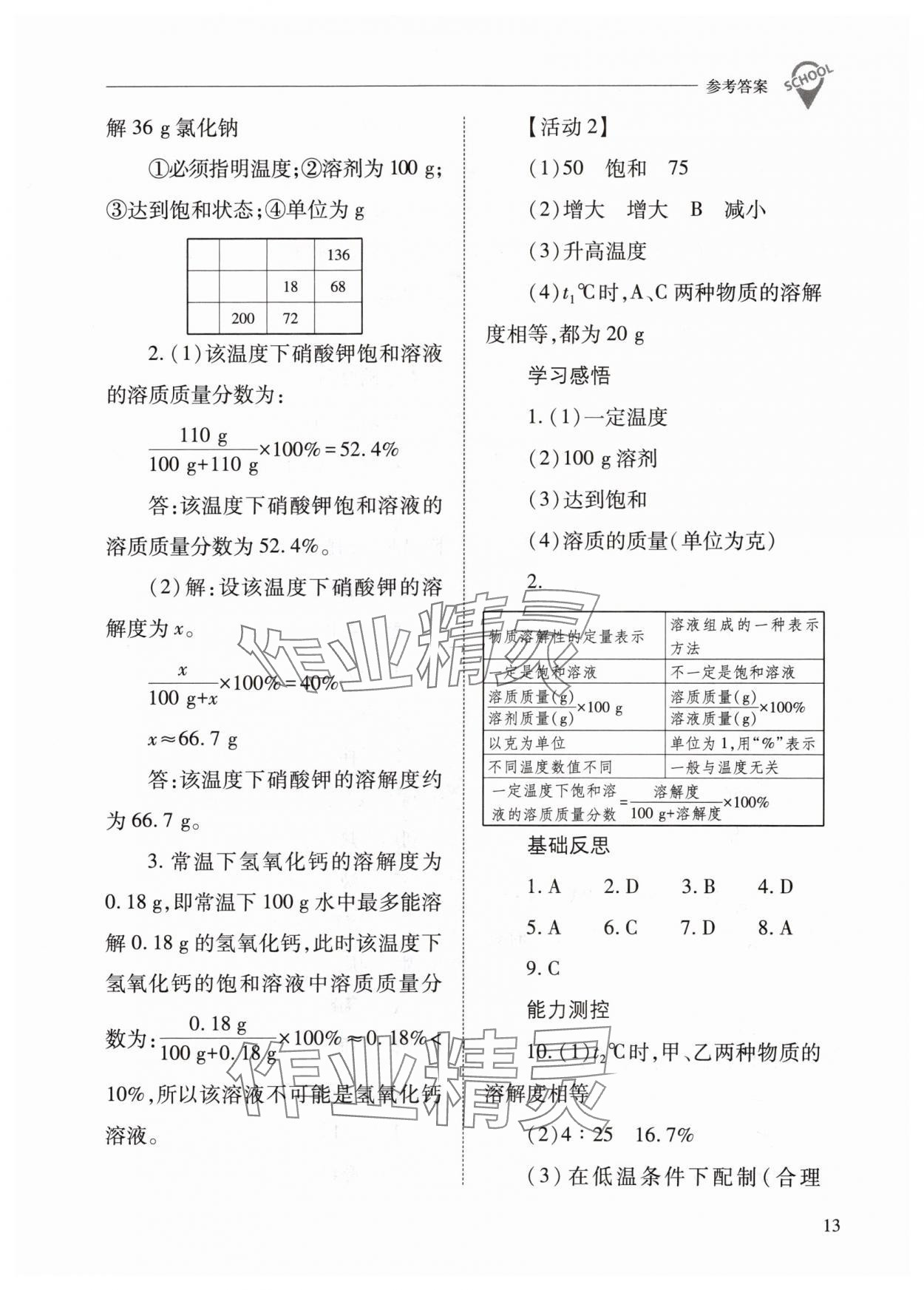 2024年新課程問題解決導(dǎo)學(xué)方案九年級(jí)化學(xué)下冊(cè)滬教版 參考答案第13頁(yè)