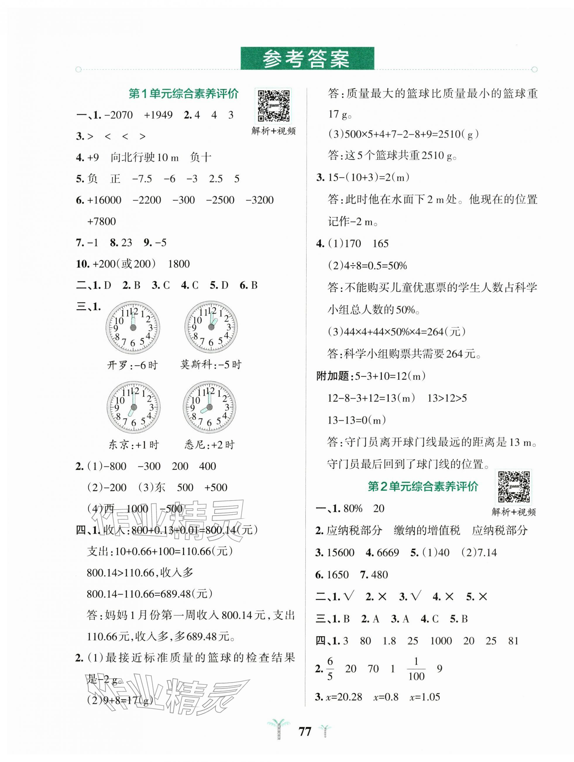 2026年小学学霸冲A卷六年级数学下册人教版&nbsp;第1页