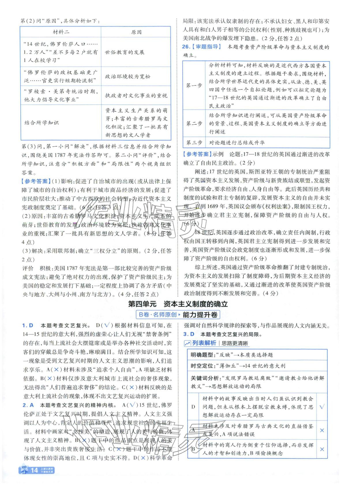 2025年金考卷名师名题单元双测卷高中历史必修下册人教版&nbsp;第14页